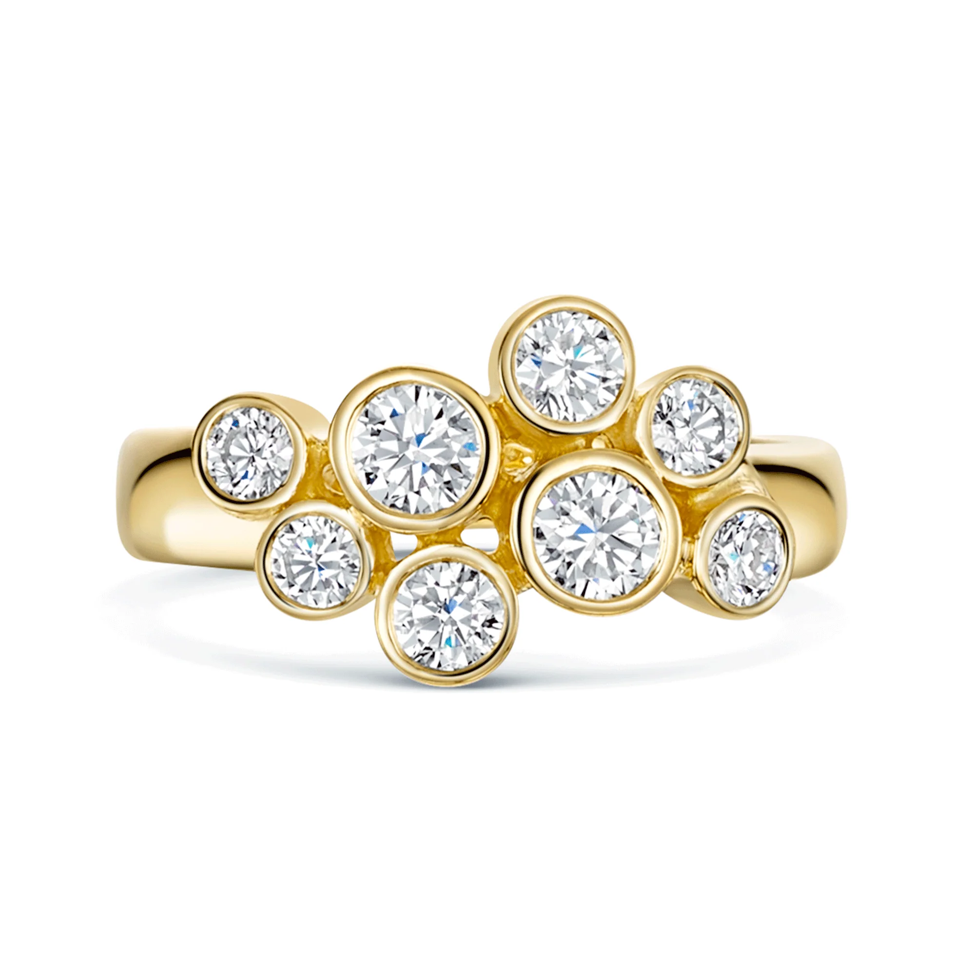 18ct Yellow Gold Round Brilliant Cut Diamond Rubover Dress Ring - Image 4