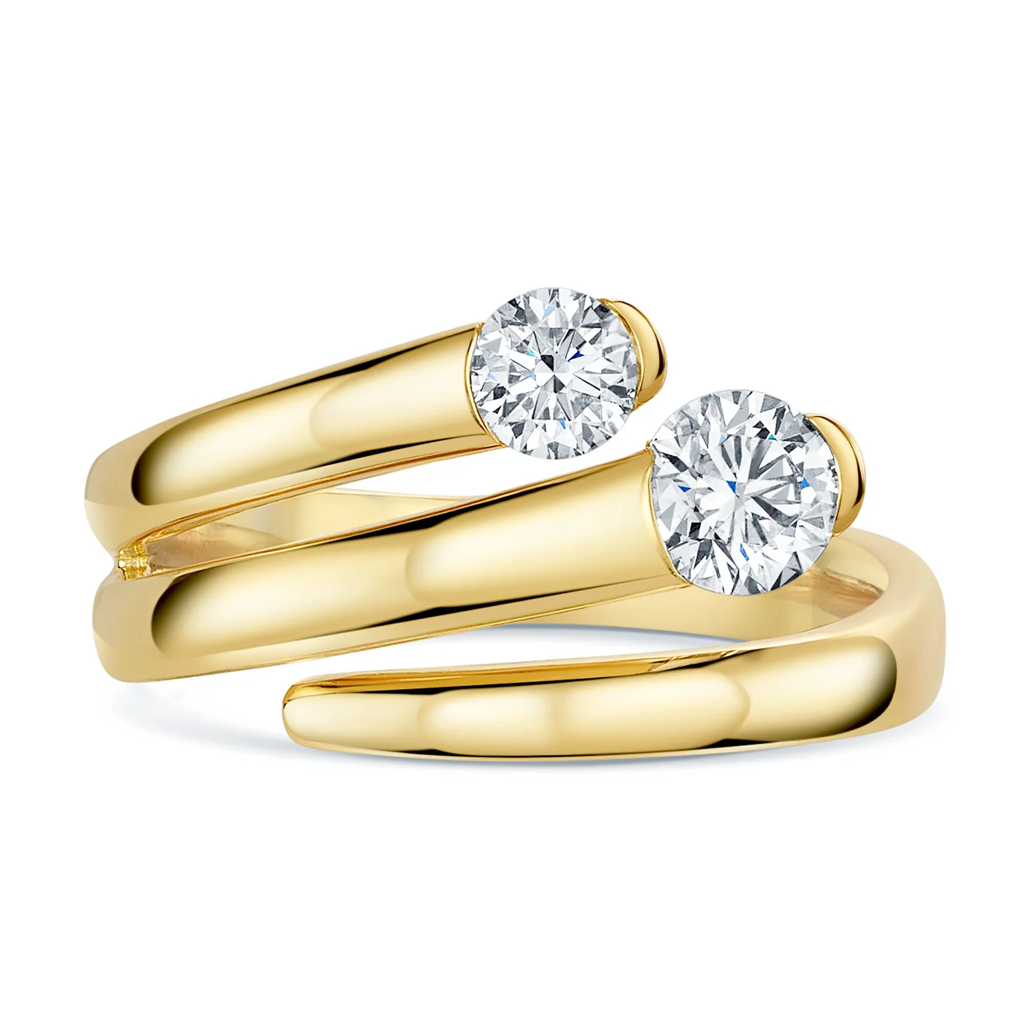 18ct Yellow Gold Round Brilliant Twist Shaped Dress Ring - Image 4