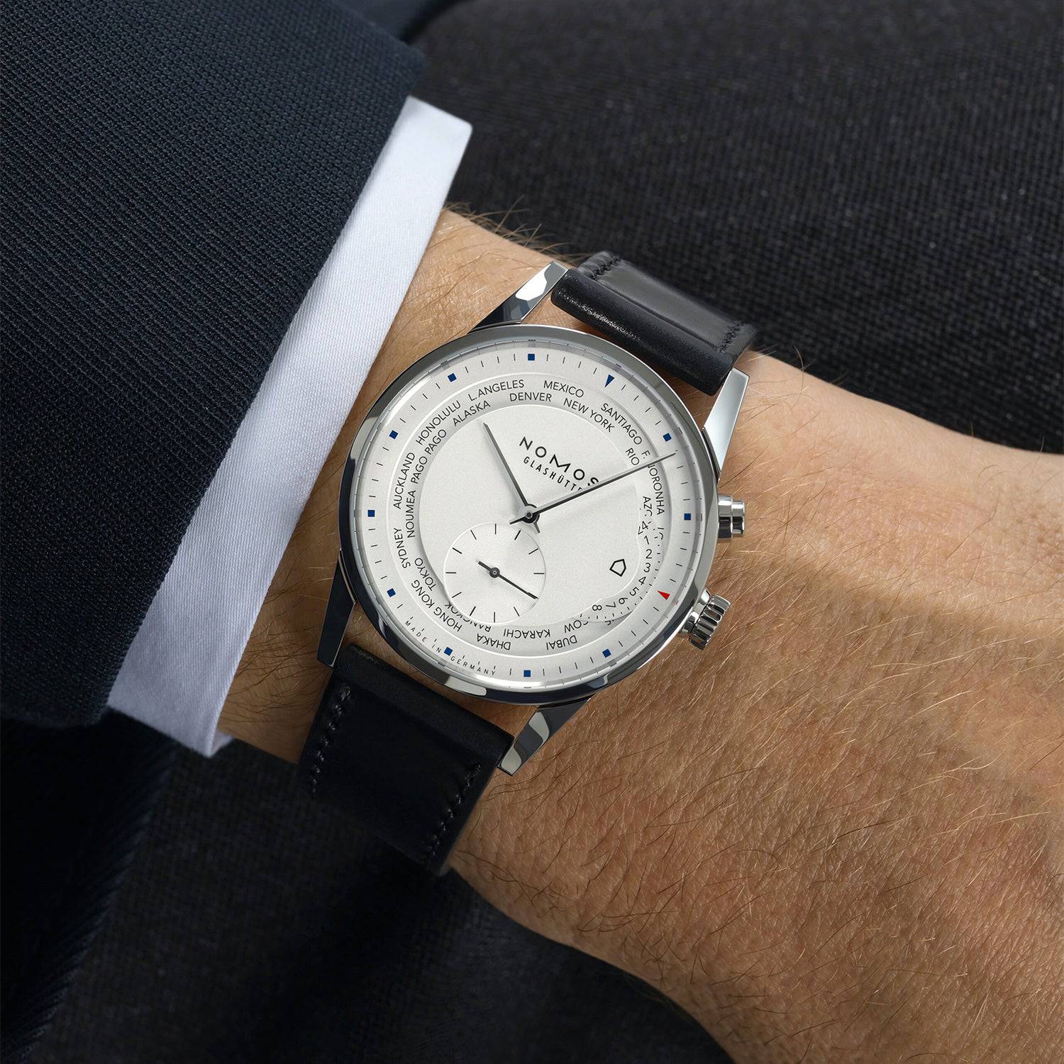 Zurich Steel World Timer 40mm White Dial Men's Automatic Watch - Image 2