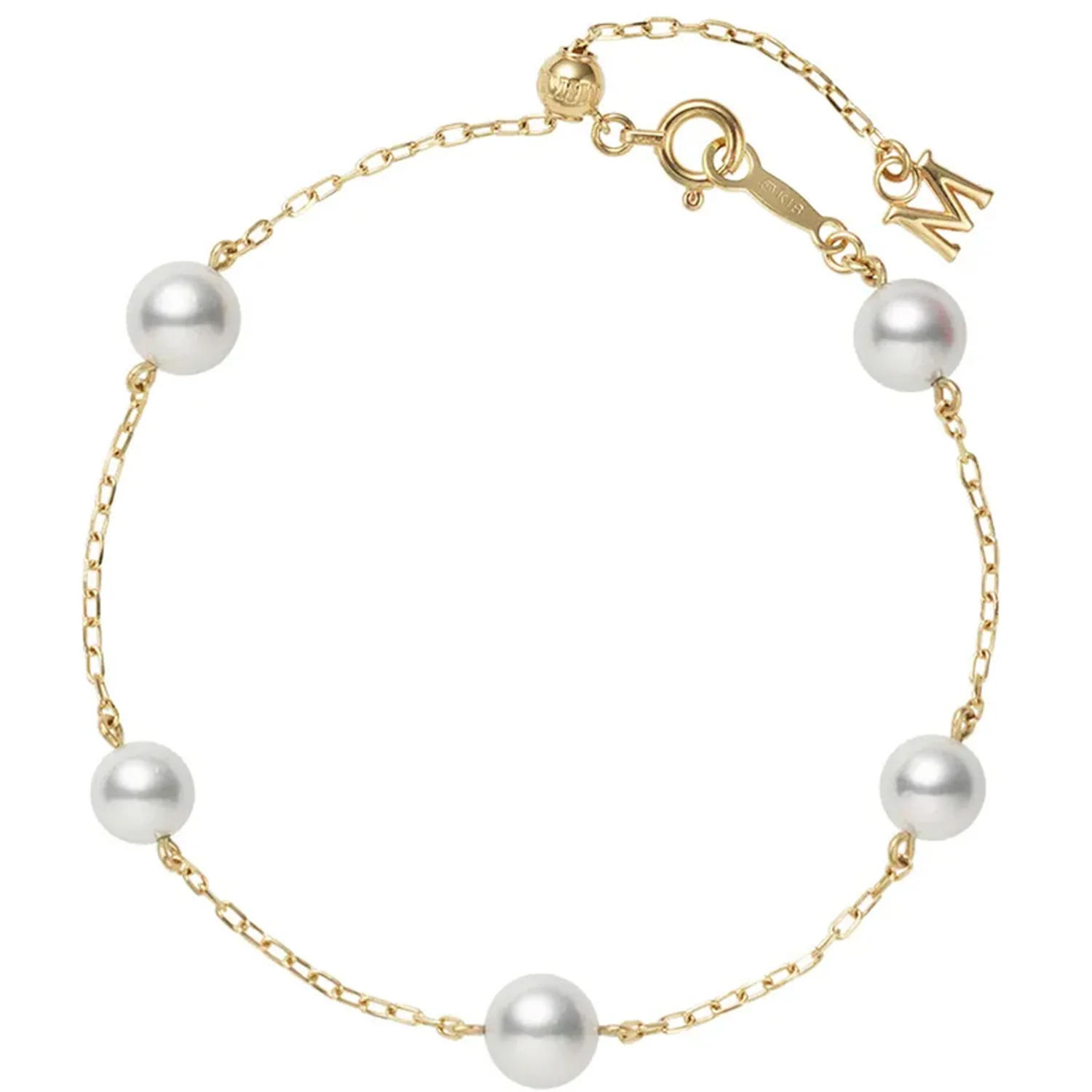 Akoya Pearl & 18ct Yellow Gold Chain Bracelet