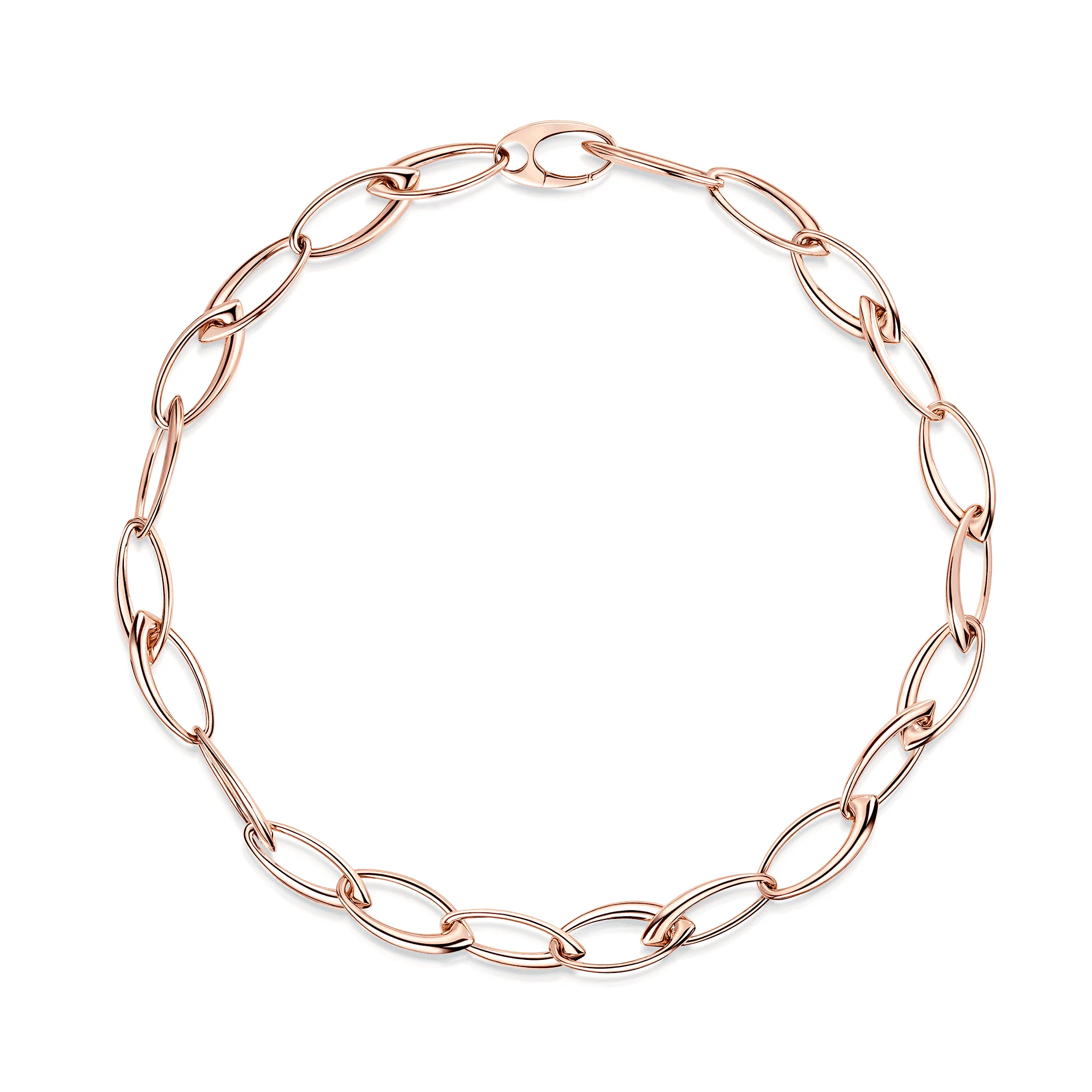 18ct Rose Gold Berry's Ellipse Collection Open Link Necklace - Image 2