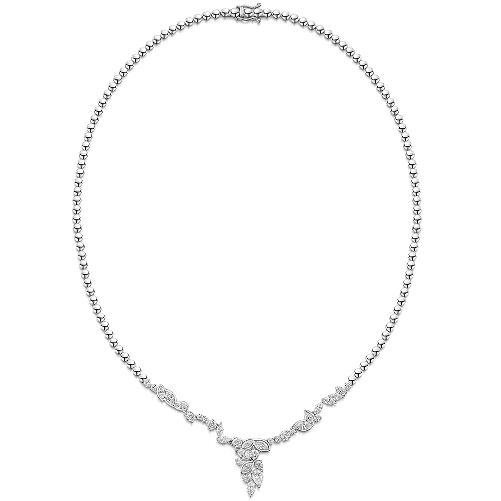 18ct White gold Diamond Cascade Necklace - Image 4