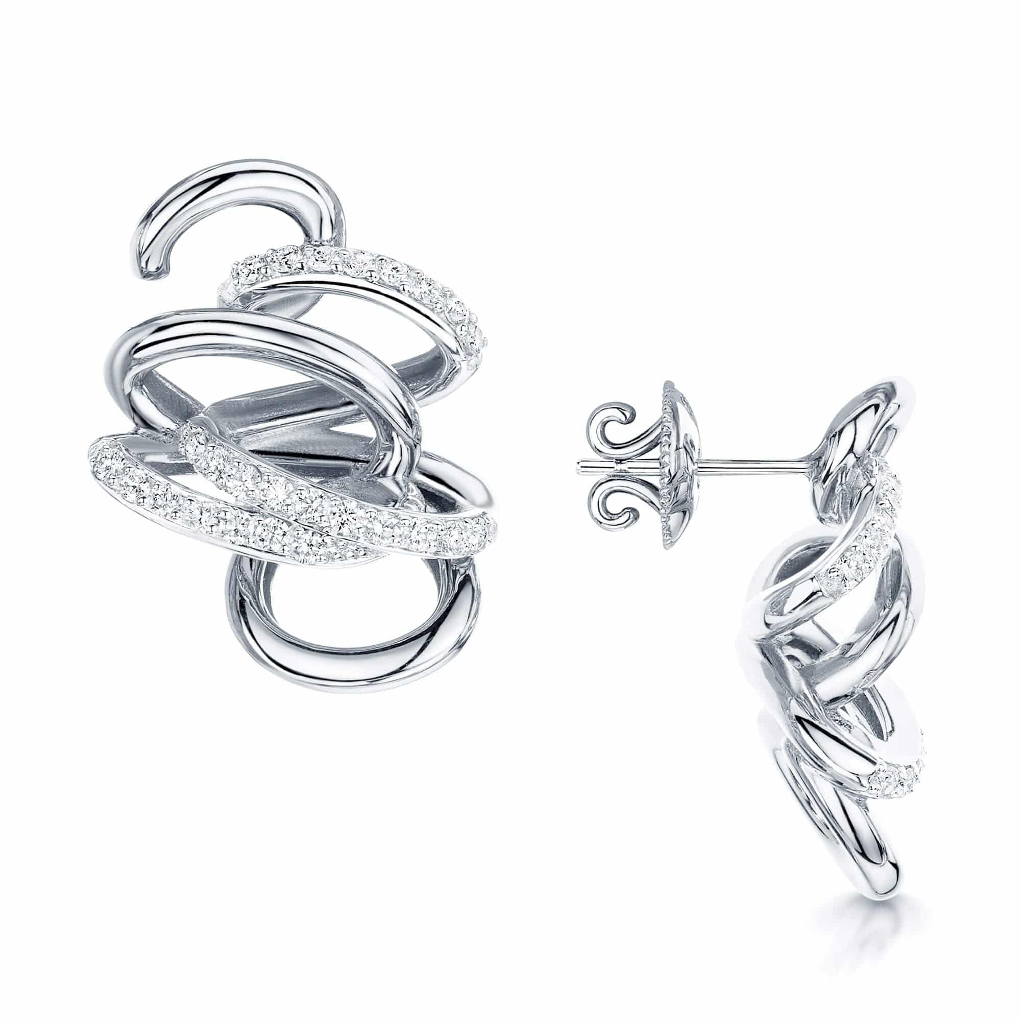 18ct White Gold Diamond Entwined Knot Earrings