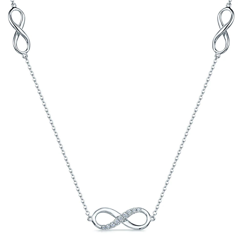 18ct White Gold Diamond Infinity Necklace - Image 2