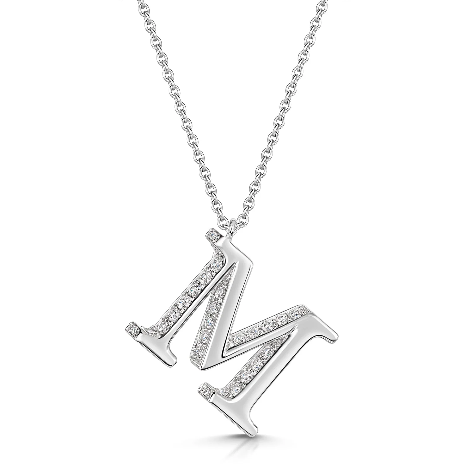 18ct White Gold Diamond Initial Pendant & Chain - Image 10