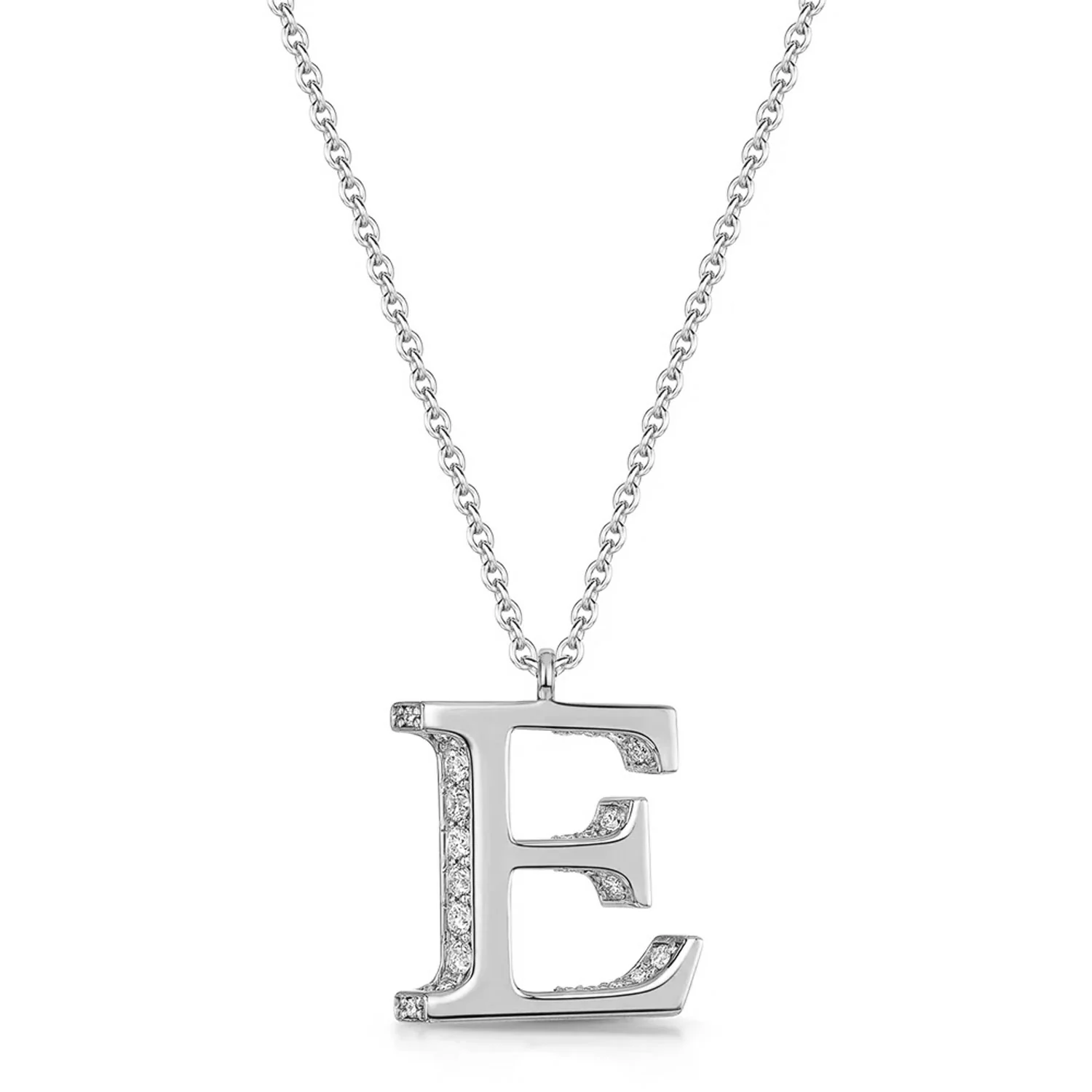 18ct White Gold Diamond Initial Pendant & Chain - Image 13