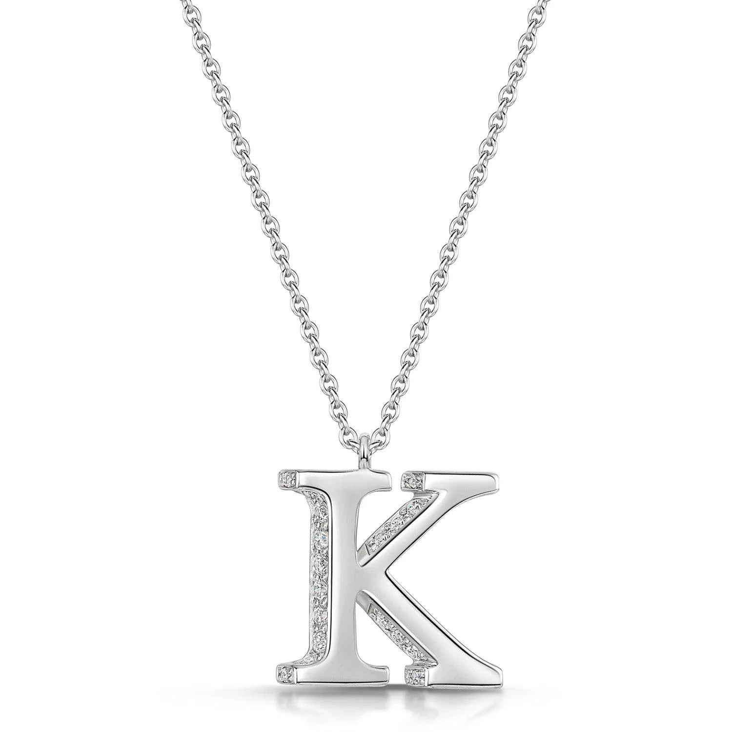 18ct White Gold Diamond Initial Pendant & Chain - Image 4
