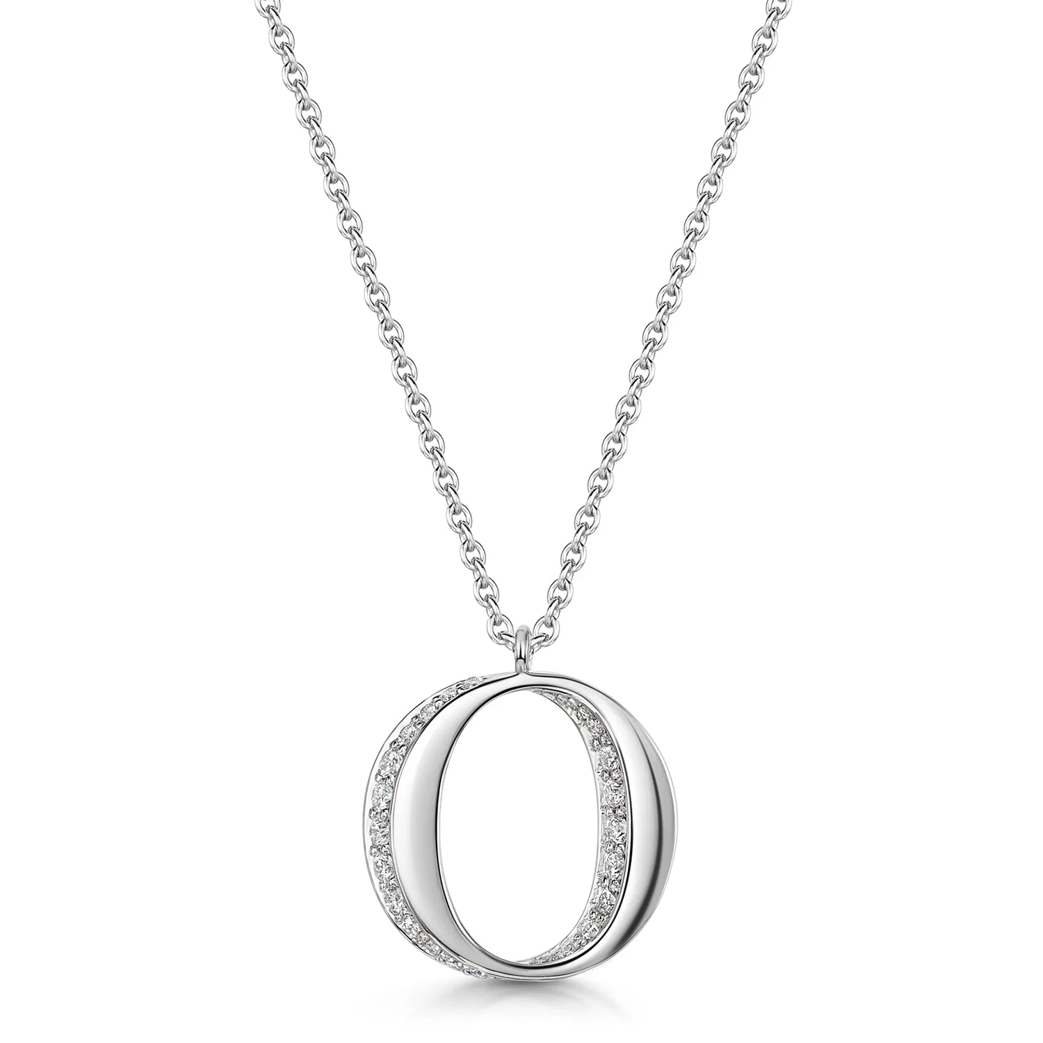 18ct White Gold Diamond Initial Pendant & Chain - Image 5