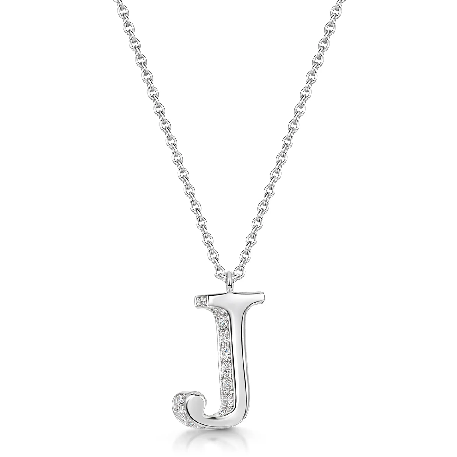 18ct White Gold Diamond Initial Pendant & Chain - Image 6
