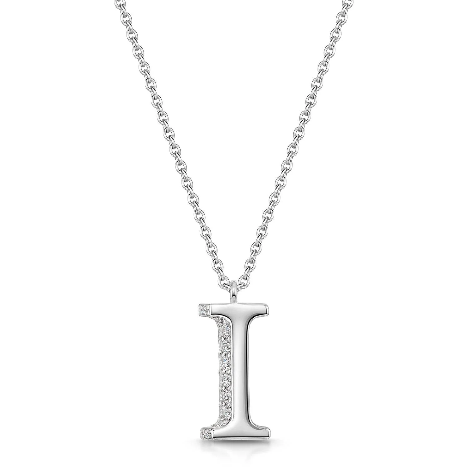 18ct White Gold Diamond Initial Pendant & Chain - Image 7