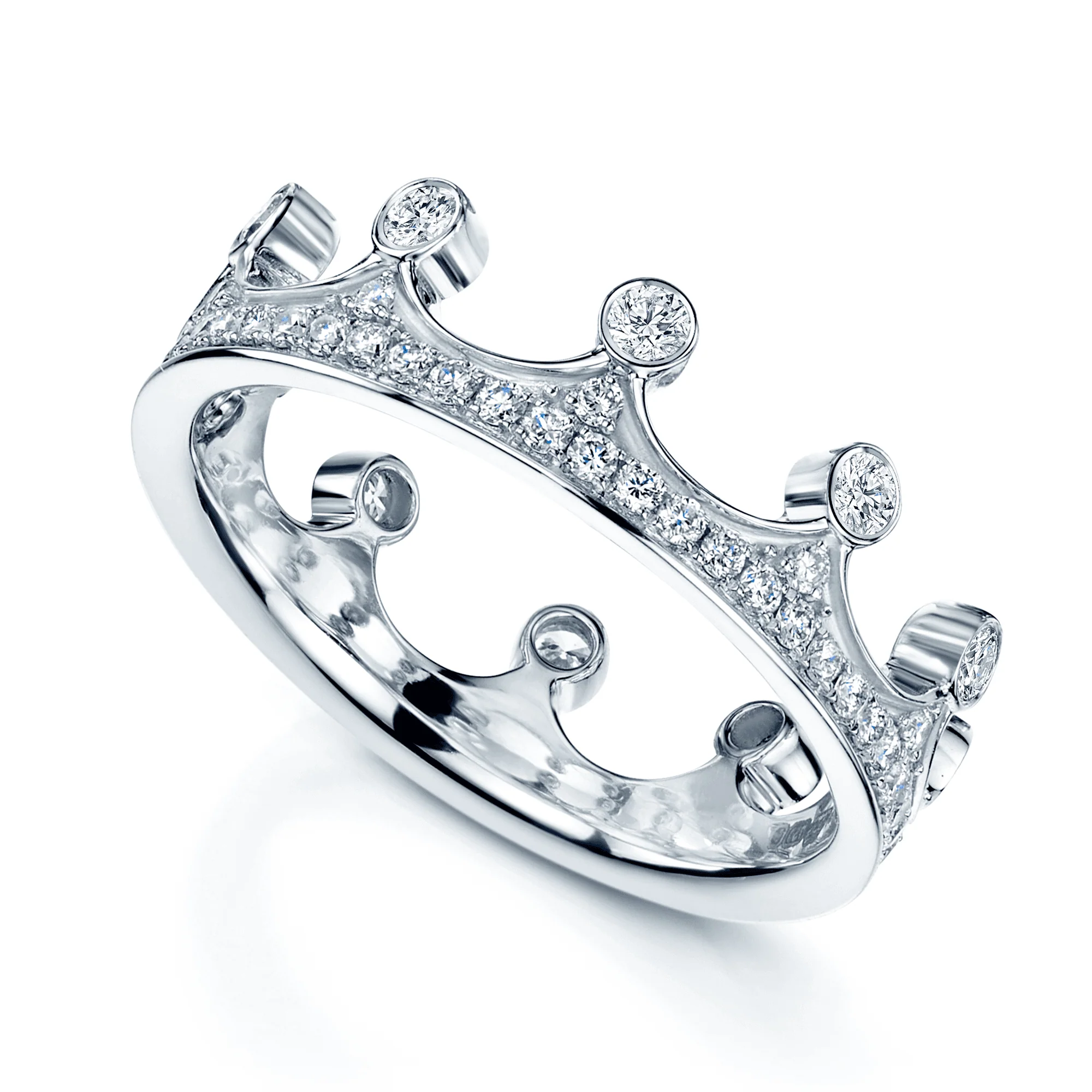 18ct White Gold Fusion Diamond Crown Stacking Ring Set - Image 3