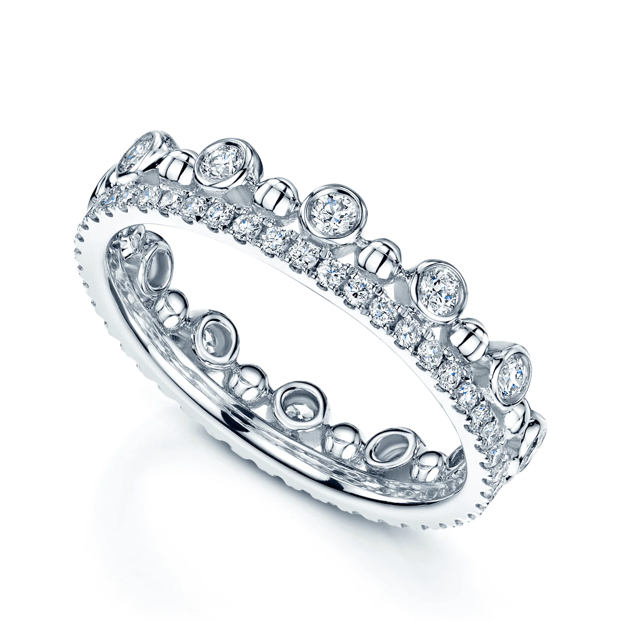 18ct White Gold Fusion Diamond Fancy Crown Stacking Ring Set - Image 3