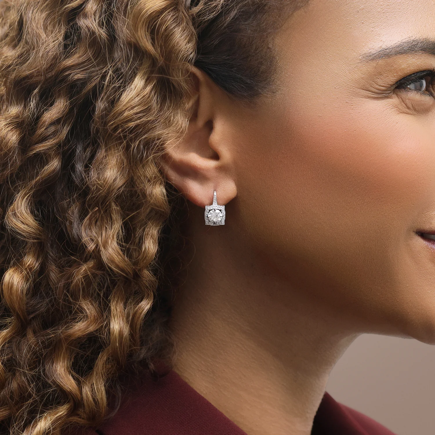 18ct White Gold Round Brilliant Cut Diamond Drop Earrings With A Vintage Diamond Surround - Image 2