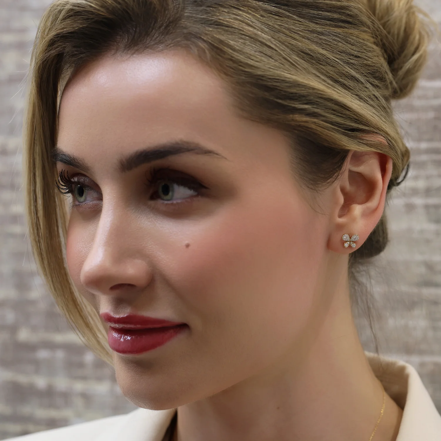 18ct Yellow Gold Pave Set Diamond Butterfly Stud Earrings - Image 2