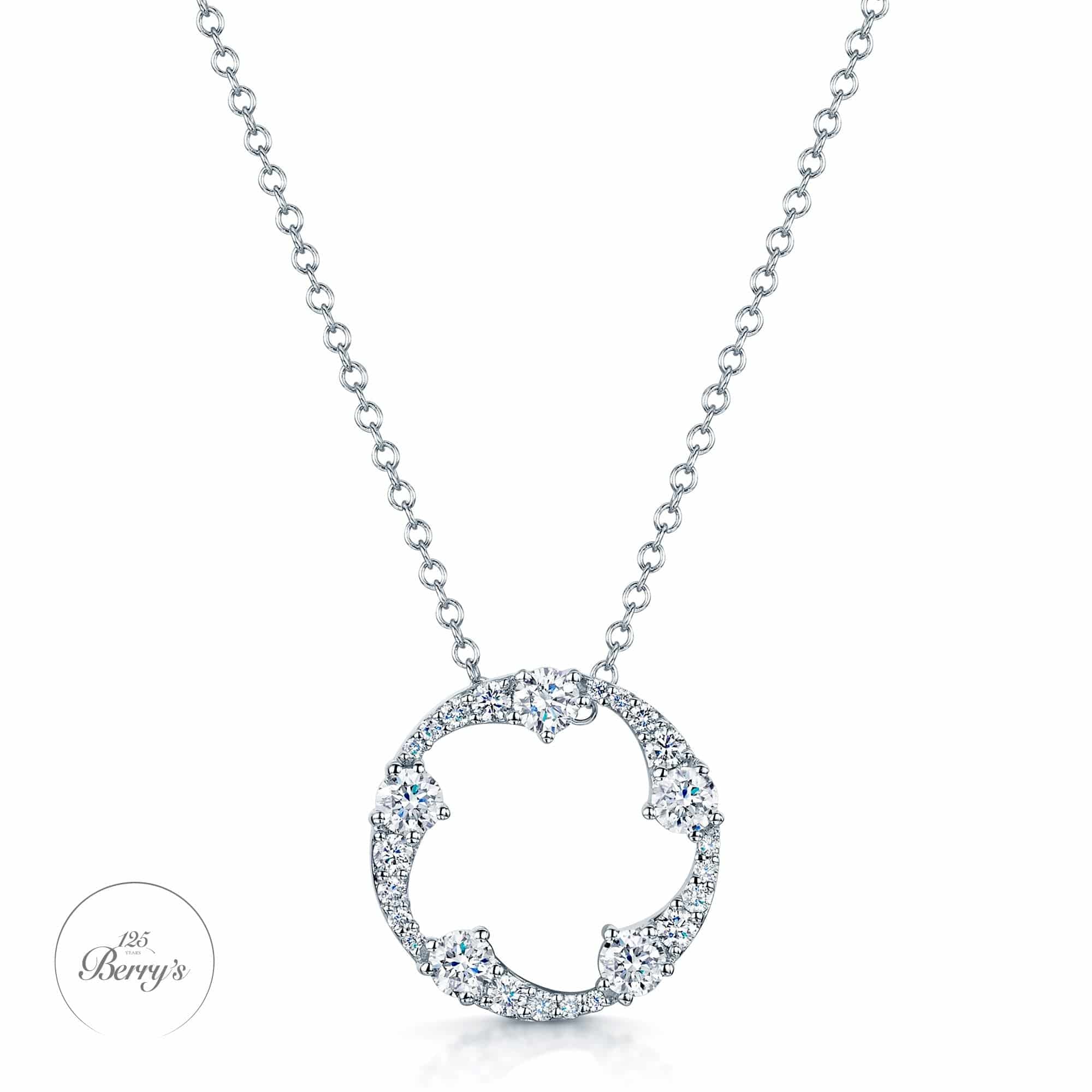 OPEIA Collection 18ct White Gold Diamond Fancy Circle Pendant With Chain - Image 3
