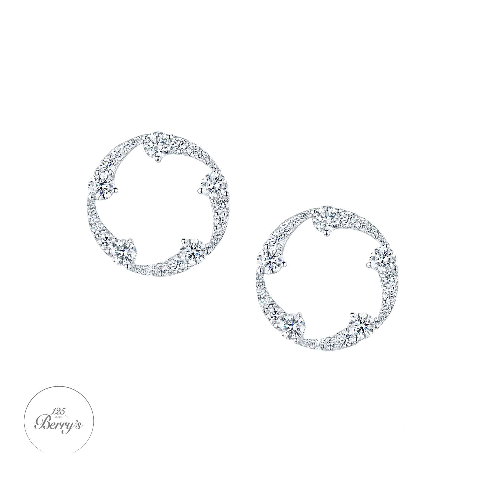 OPEIA Collection 18ct White Gold Diamond Fancy Circle Stud Earrings - Image 3