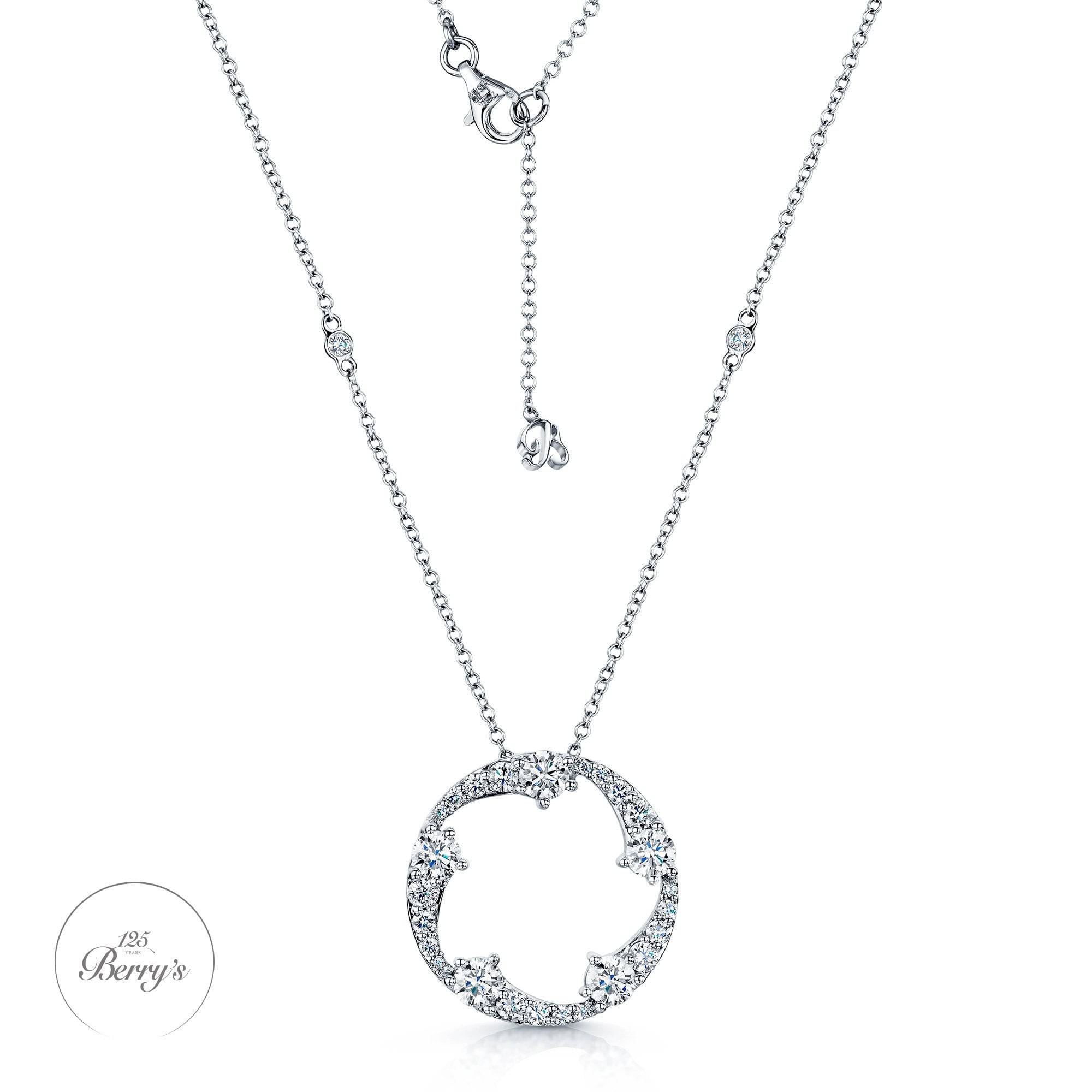 OPEIA Collection 18ct White Gold Diamond Fancy Large Circle Pendant With Chain - Image 2