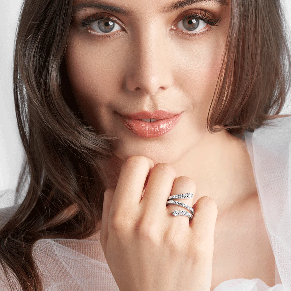 OPEIA Collection Platinum Round Brilliant Cut Diamond Fancy Triple Twist Ring - Image 2