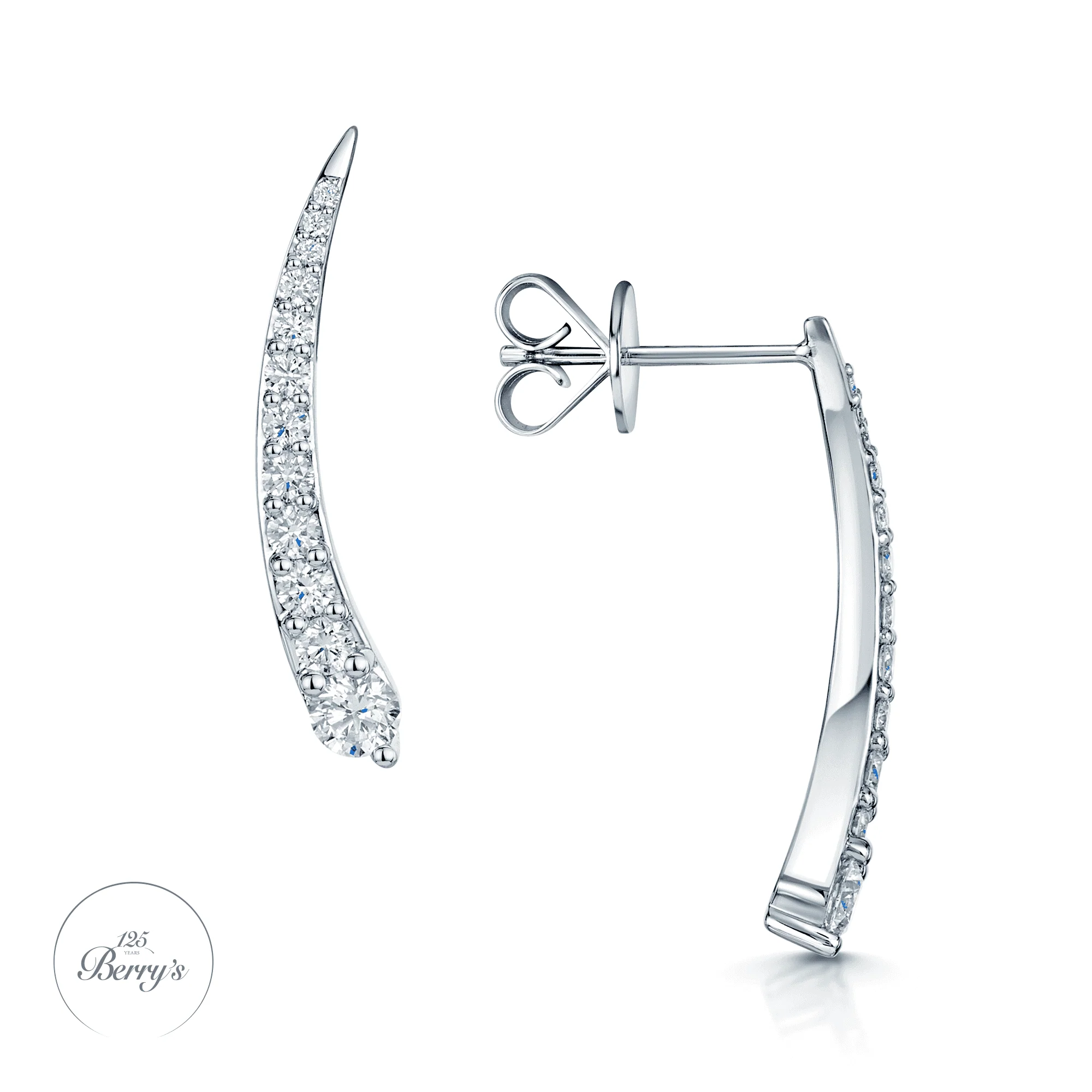 OPEIA Nova Collection 18ct White Gold Diamond Interchangeable Plain Back Drop Earrings - Image 4