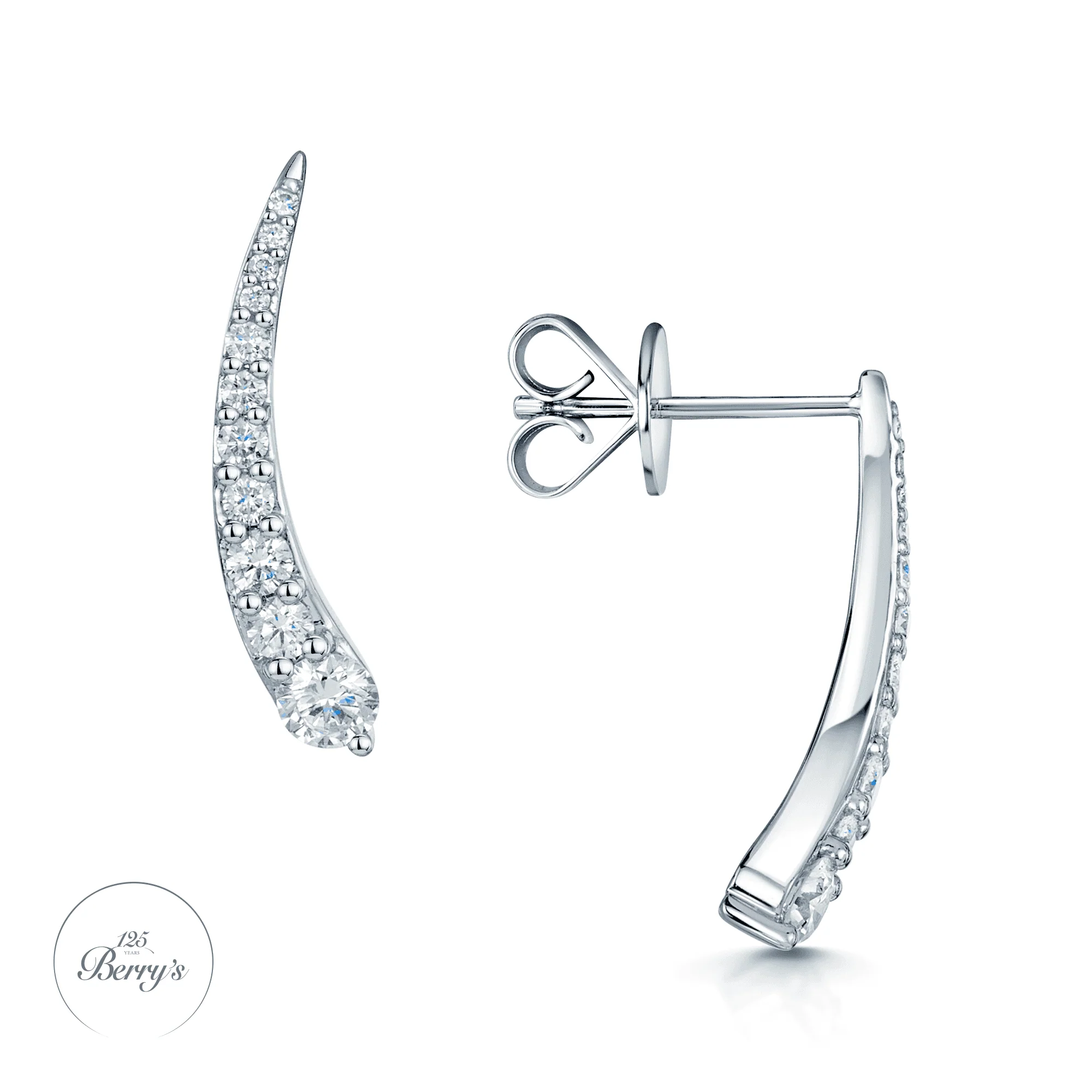 OPEIA Nova Collection 18ct White Gold Round Brilliant Cut Interchangeable Diamond Drop Earrings - Image 3