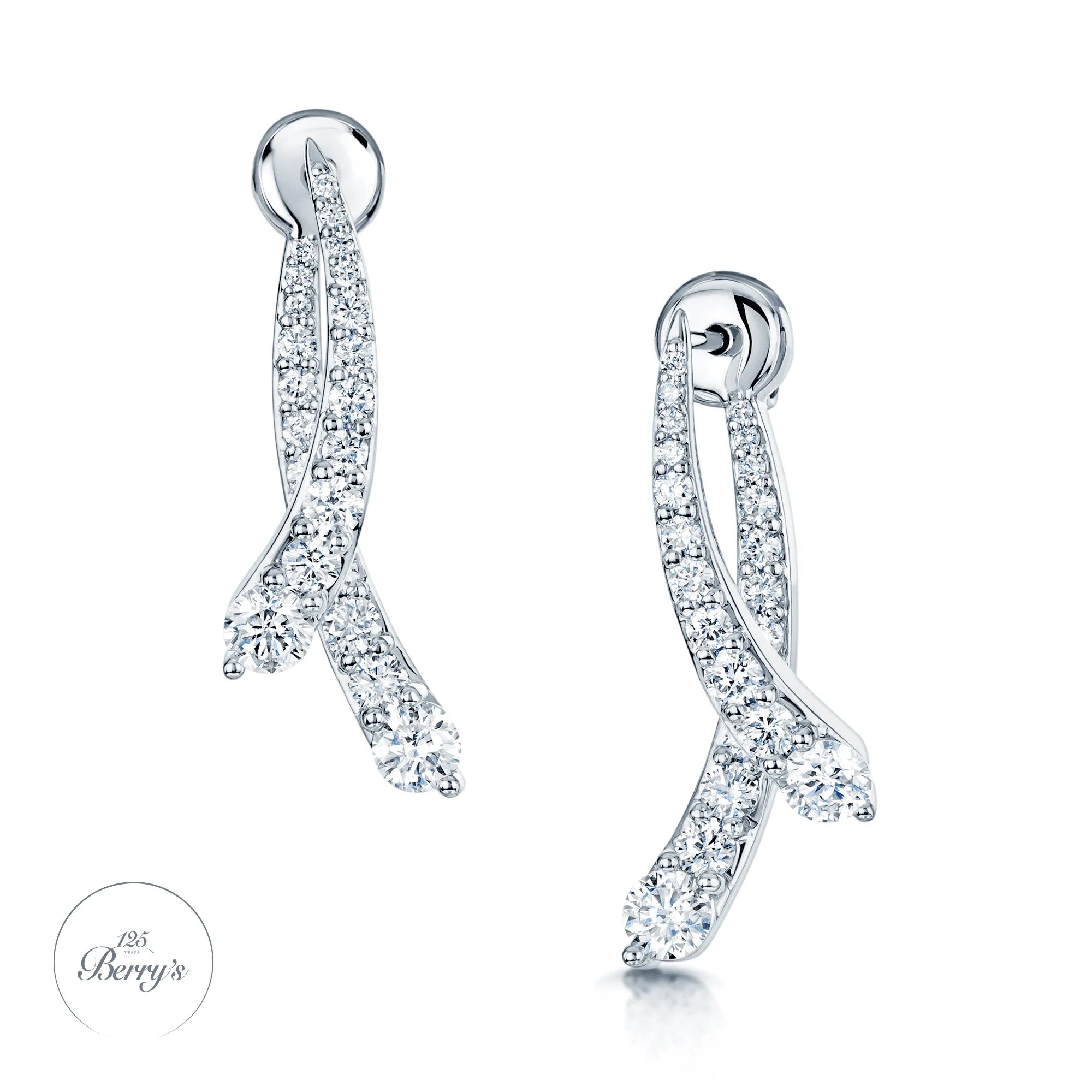 OPEIA Nova Collection 18ct White Gold Round Brilliant Cut Interchangeable Diamond Drop Earrings - Image 4