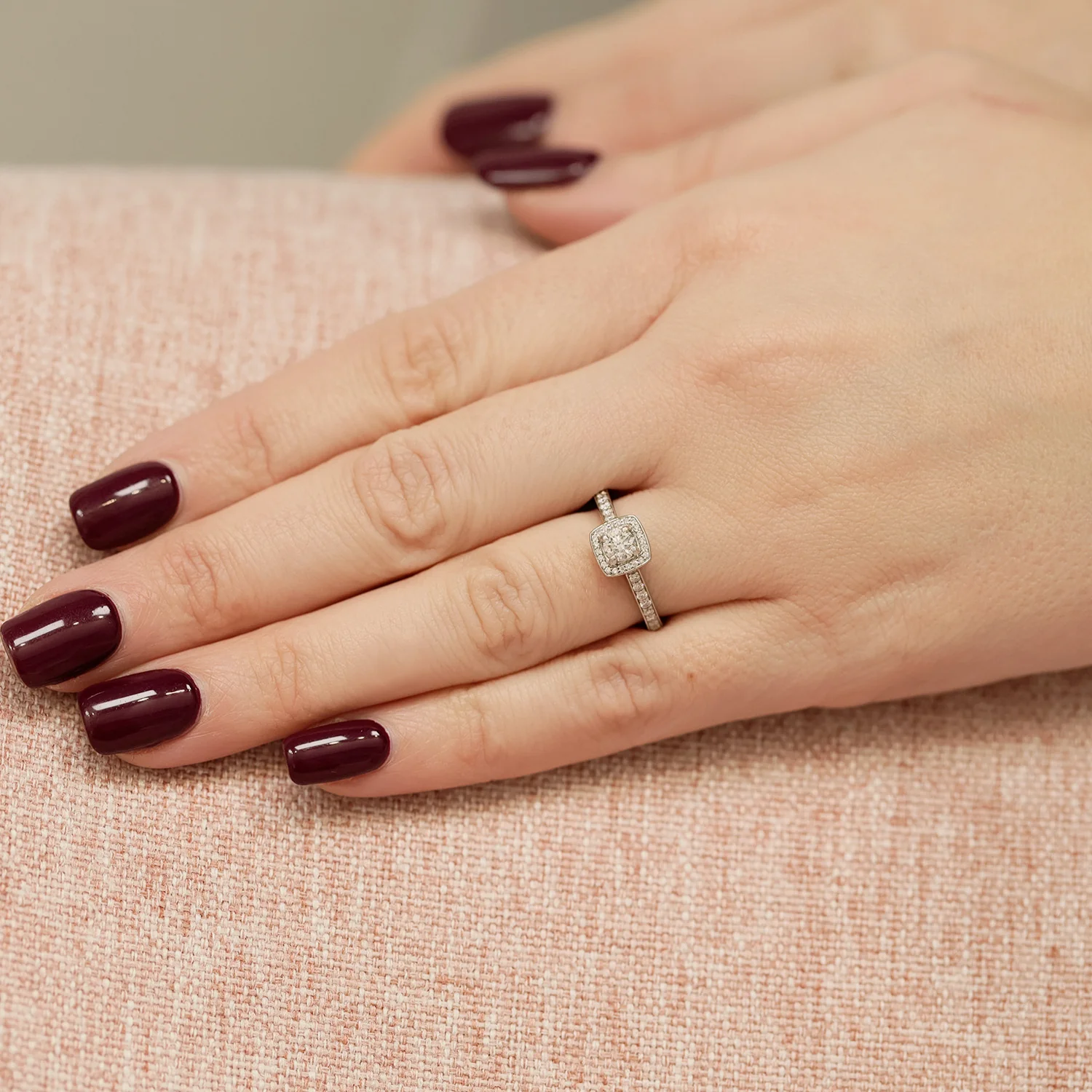 Platinum Brilliant Cut Diamond Halo Cluster Ring - Image 3