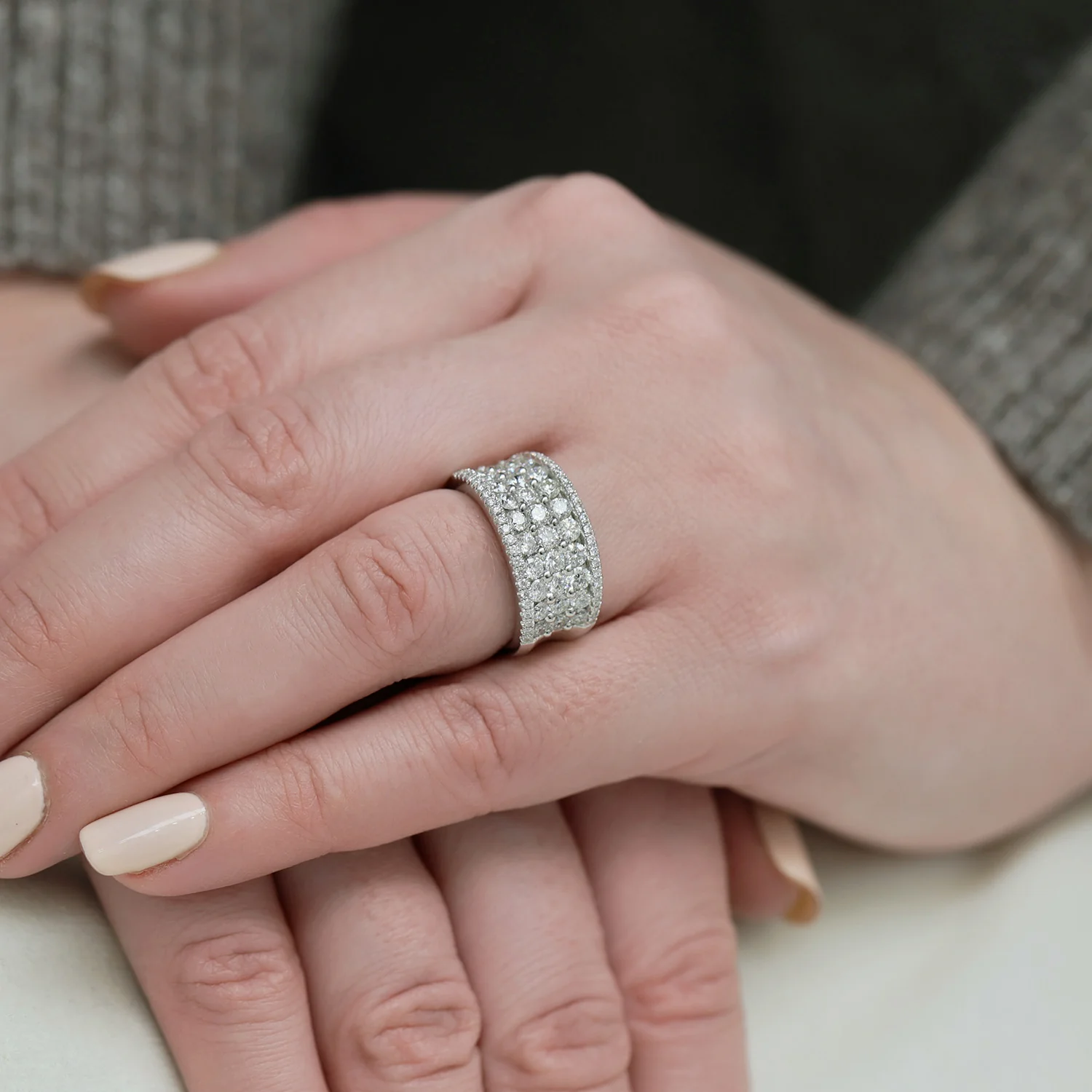 Platinum Concave Diamond Dress Ring - Image 3