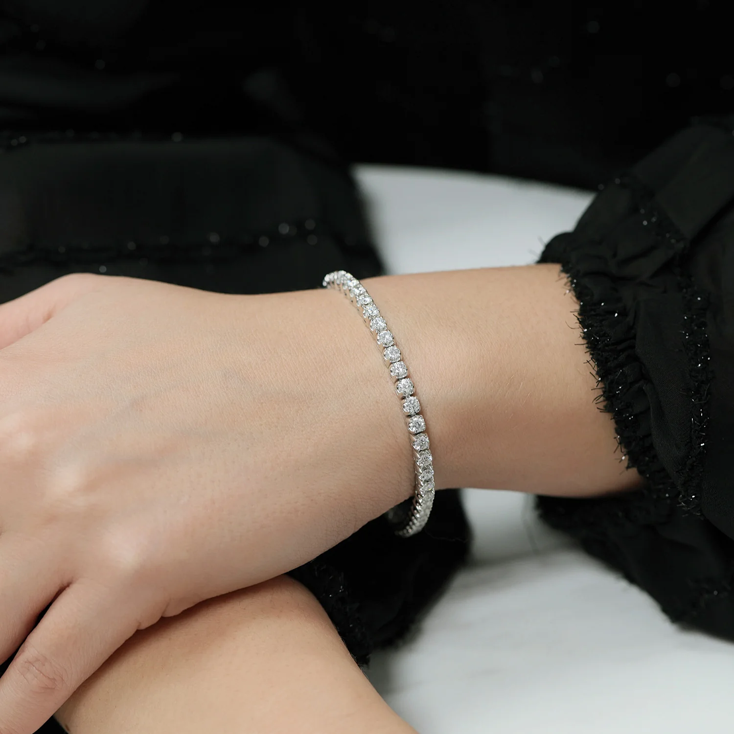 Platinum Diamond 5.00ct Claw Set Tennis Bracelet - Image 2