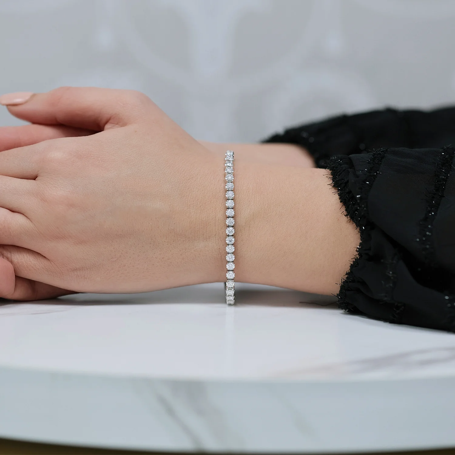 Platinum Diamond 5.00ct Claw Set Tennis Bracelet - Image 3