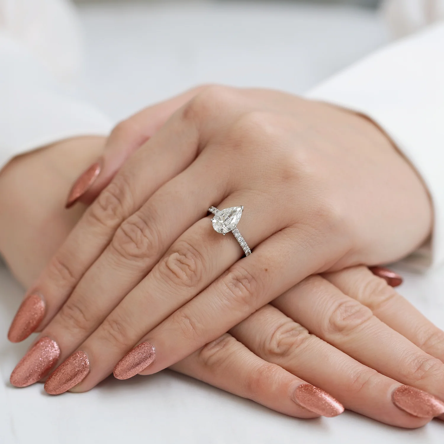 Platinum GIA Certificated Diamond Pear Shape Ring - Image 2