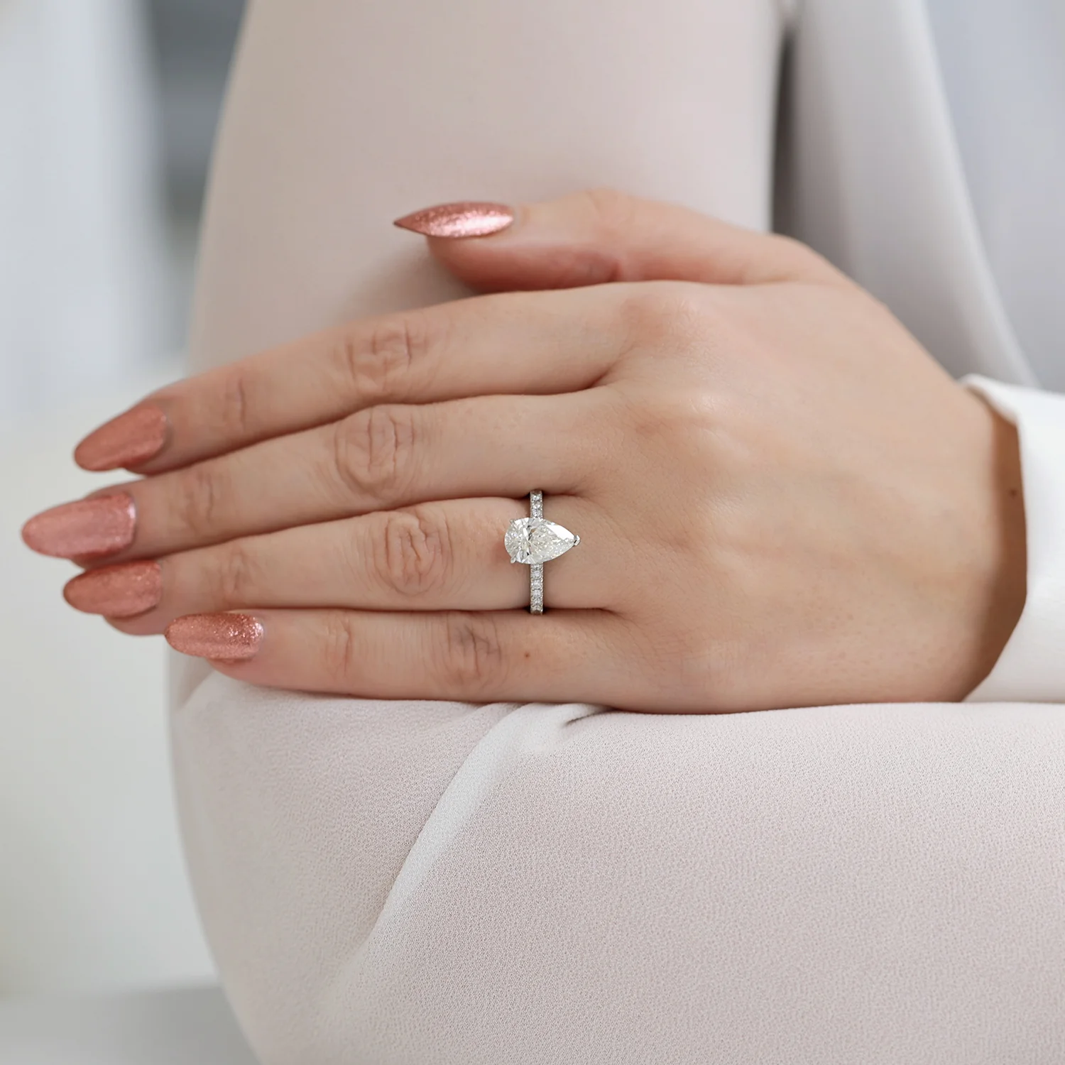 Platinum GIA Certificated Diamond Pear Shape Ring - Image 3