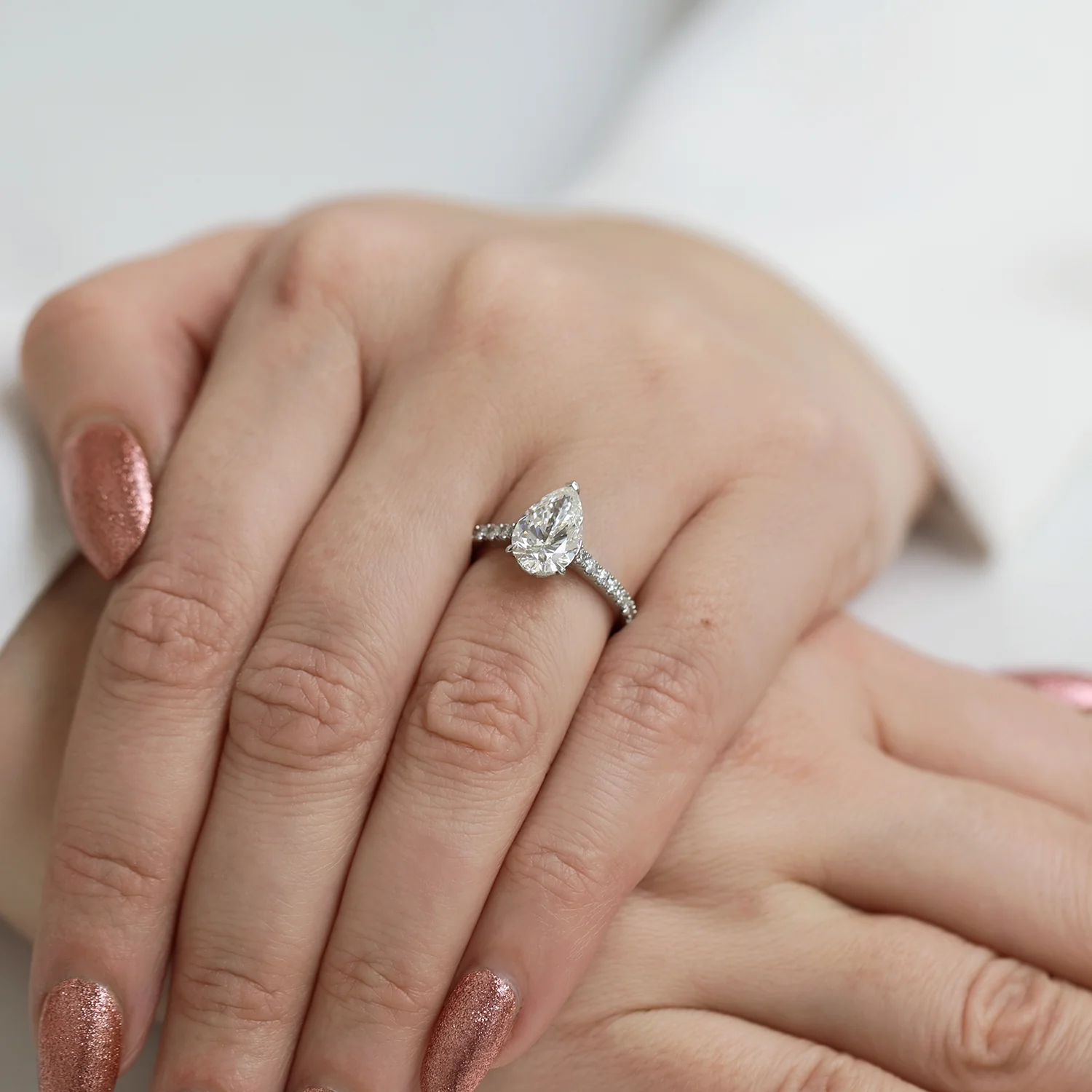 Platinum GIA Certificated Diamond Pear Shape Ring - Image 4
