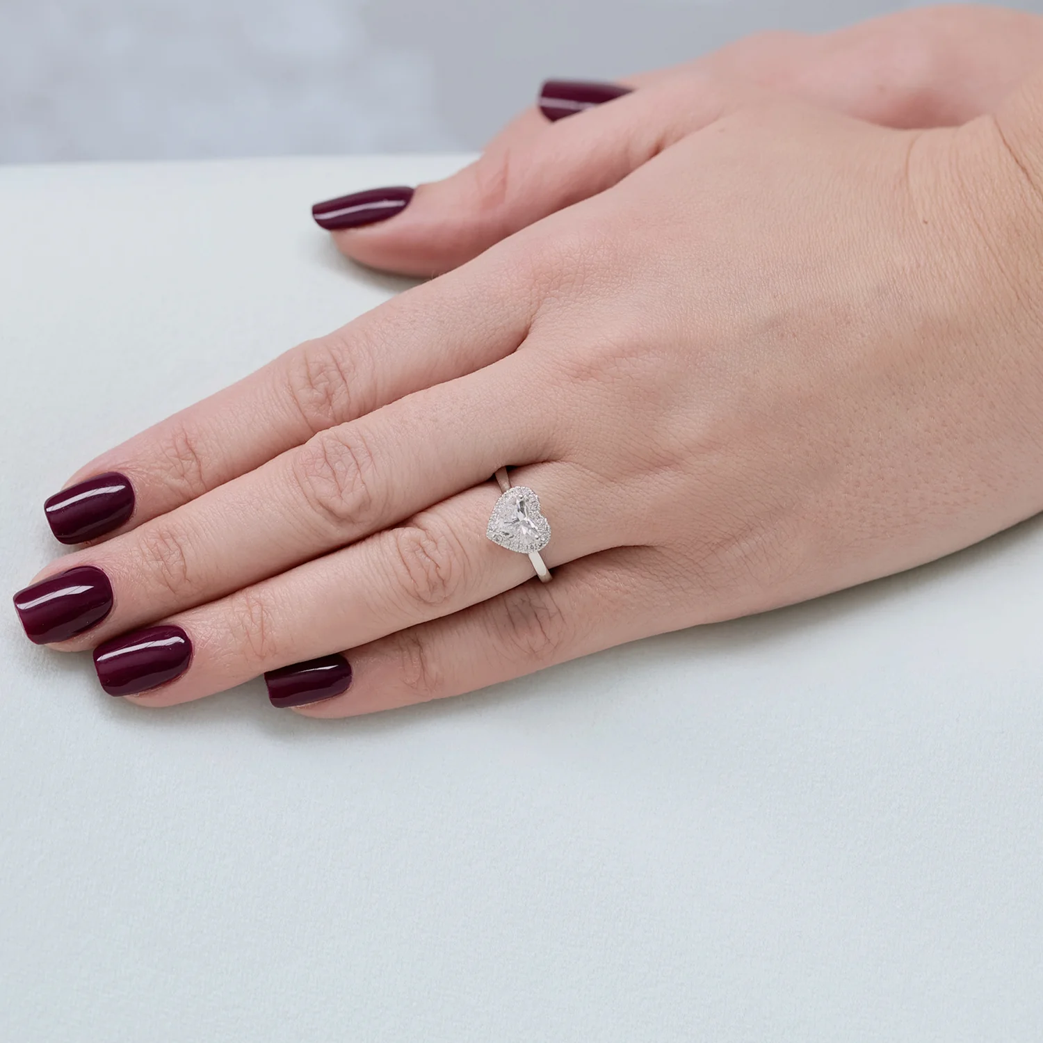 Platinum GIA Certificated Heart Shaped Diamond Halo Cluster Ring - Image 3