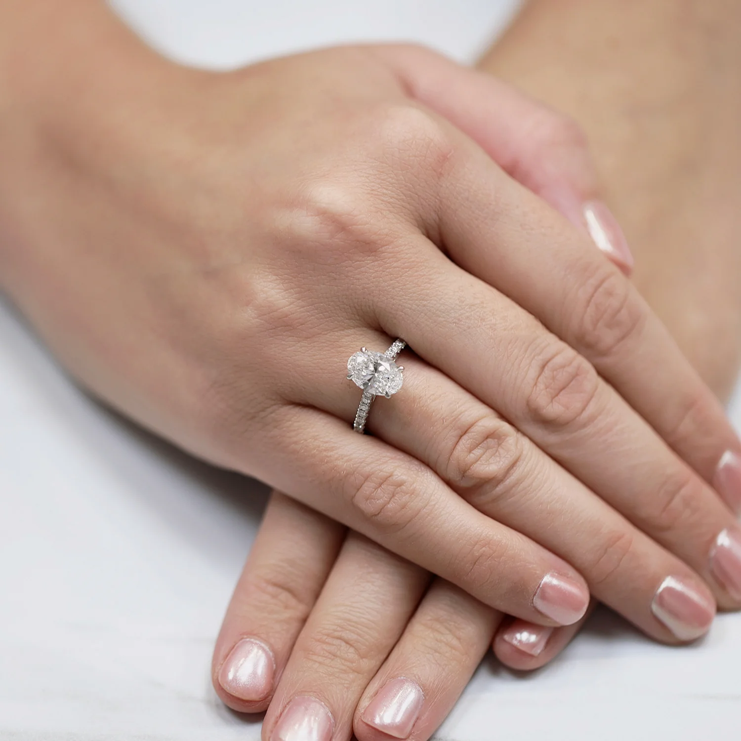 Platinum GIA Certificated 2.05 Carat Oval Cut Diamond Solitaire Ring With Diamond Shoulders - Image 3