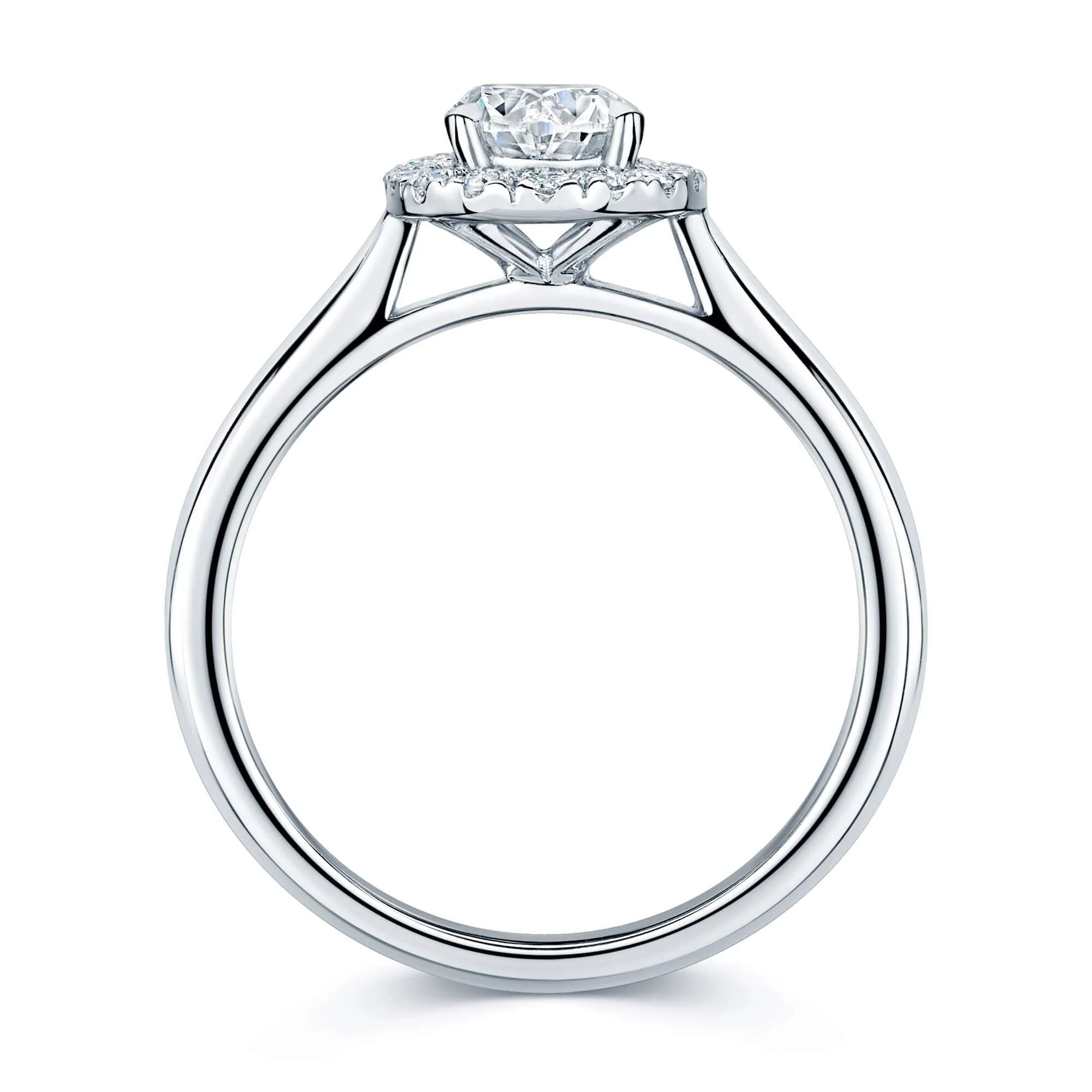 Platinum GIA Certificated Oval Diamond Ring With A Diamond Halo Surround - Image 3