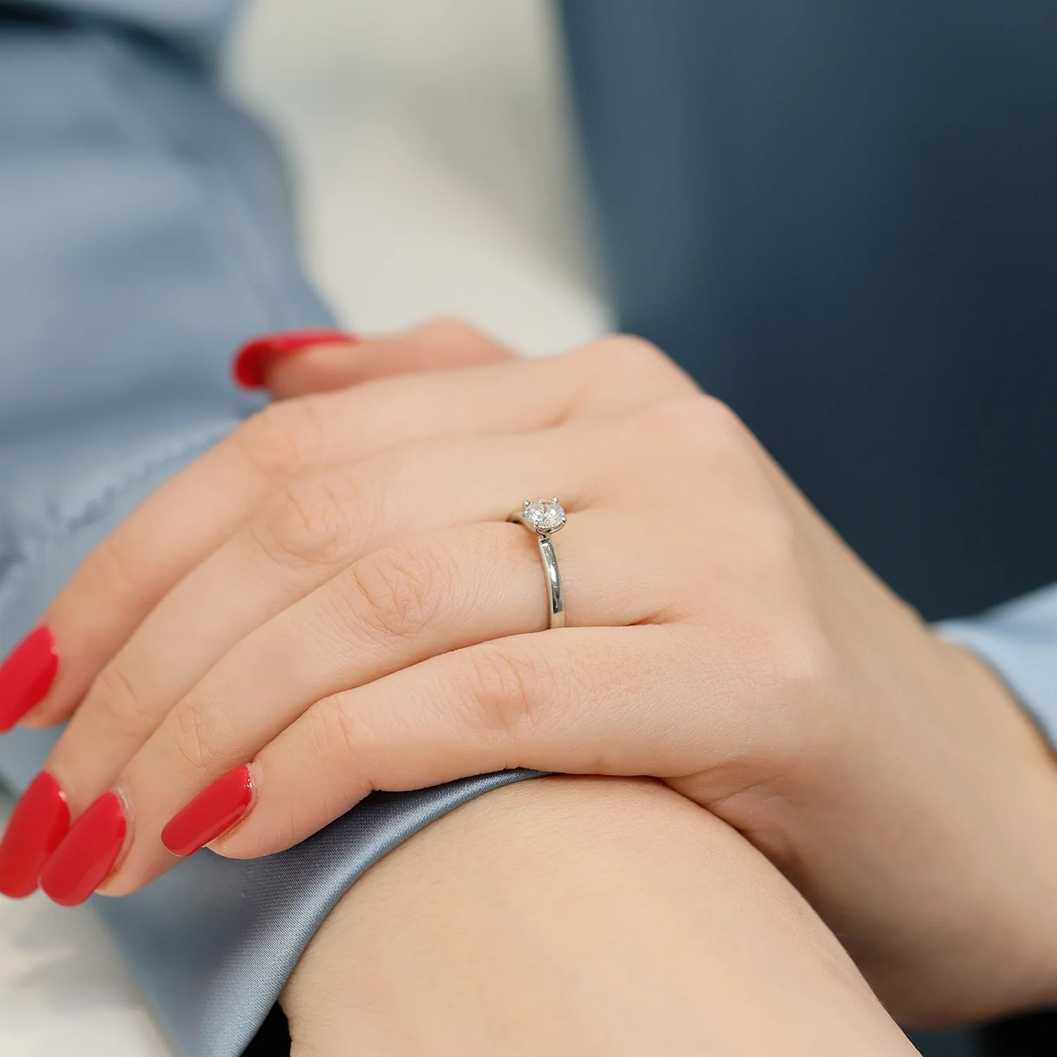 Platinum GIA Certificated Round Brilliant Cut Diamond Ring With A Four Claw Setting - Image 3