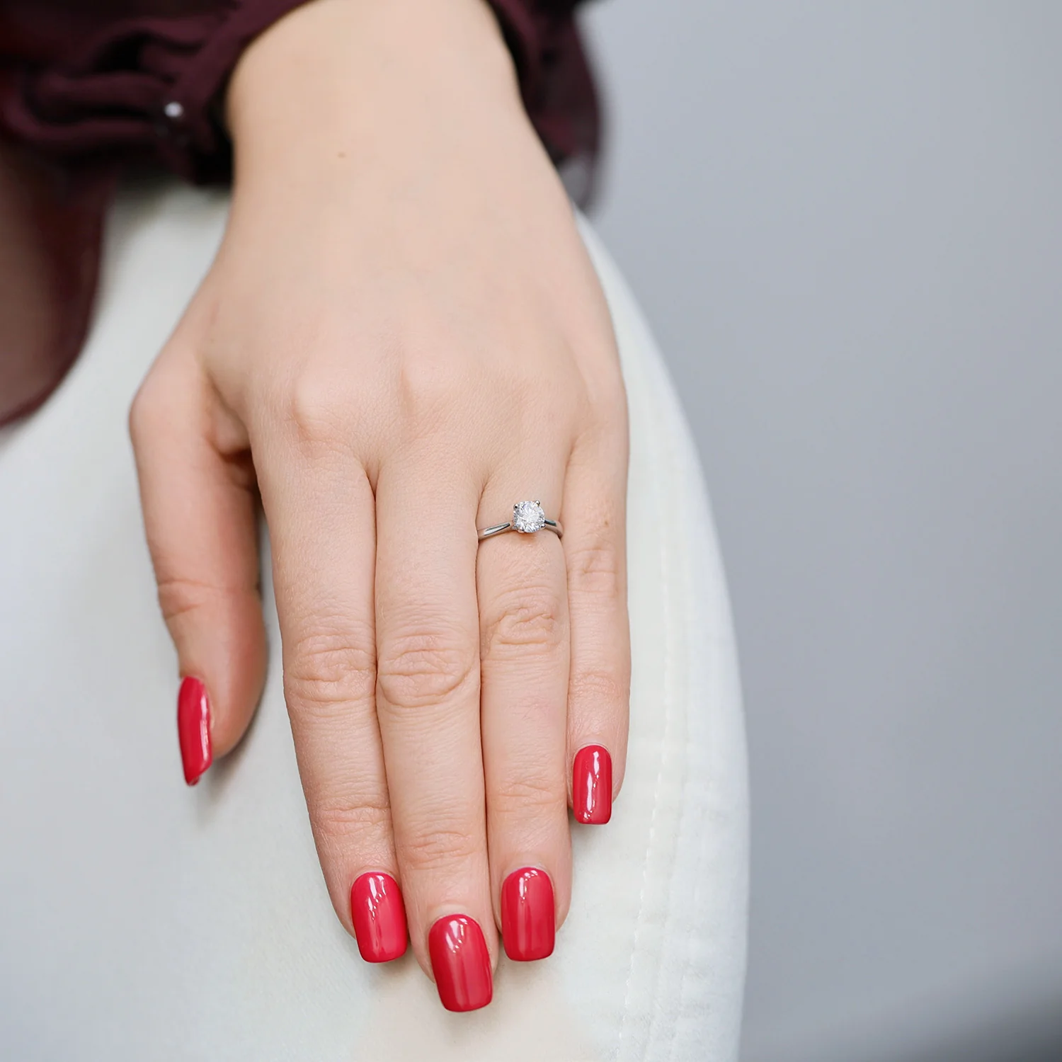 GIA Certificated Platinum and Round Brilliant Cut Diamond Solitaire Ring - Image 2