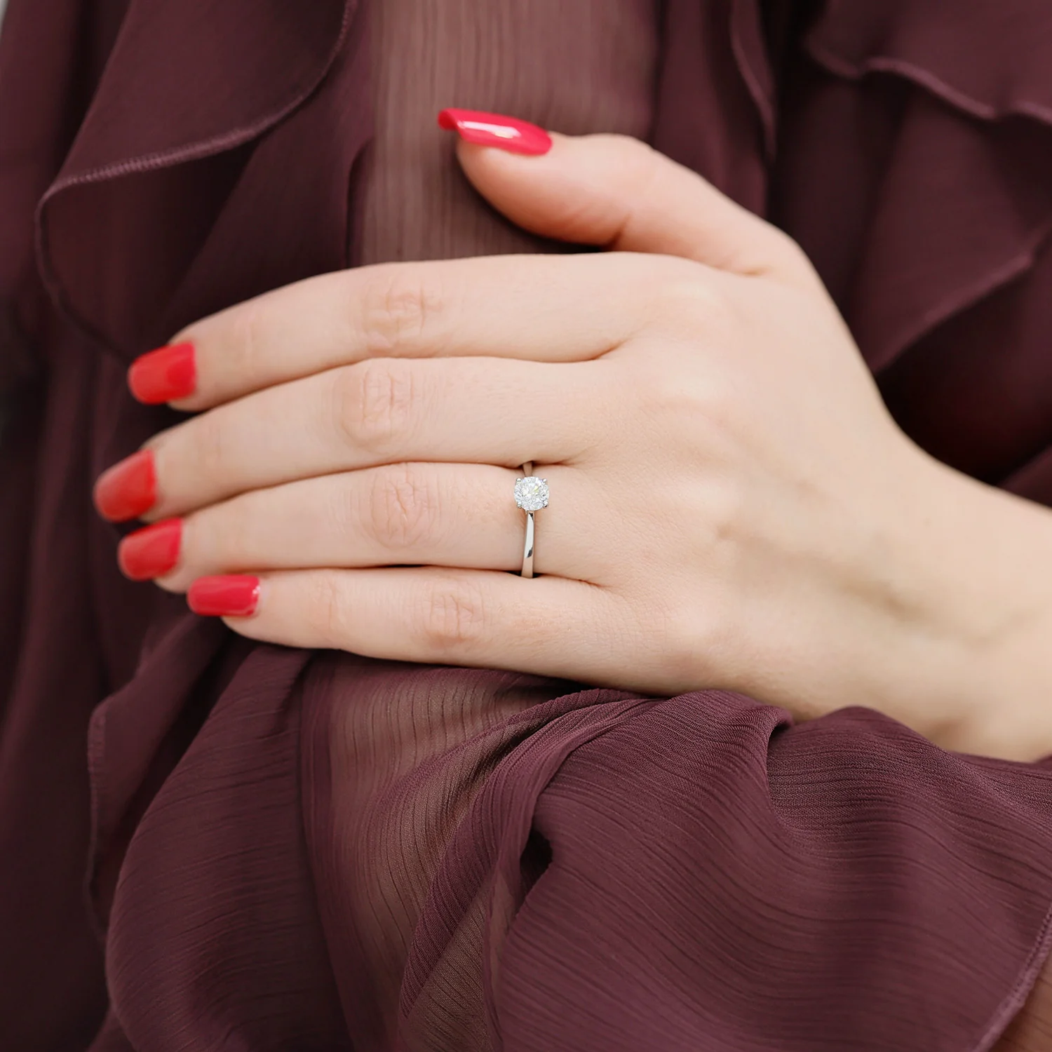 GIA Certificated Platinum and Round Brilliant Cut Diamond Solitaire Ring - Image 3