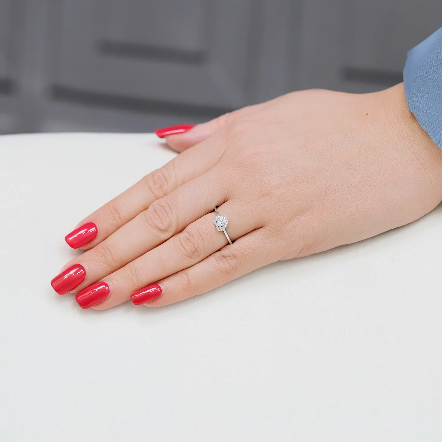 Platinum Heart Shaped Diamond Ring With Halo Surround - Image 3
