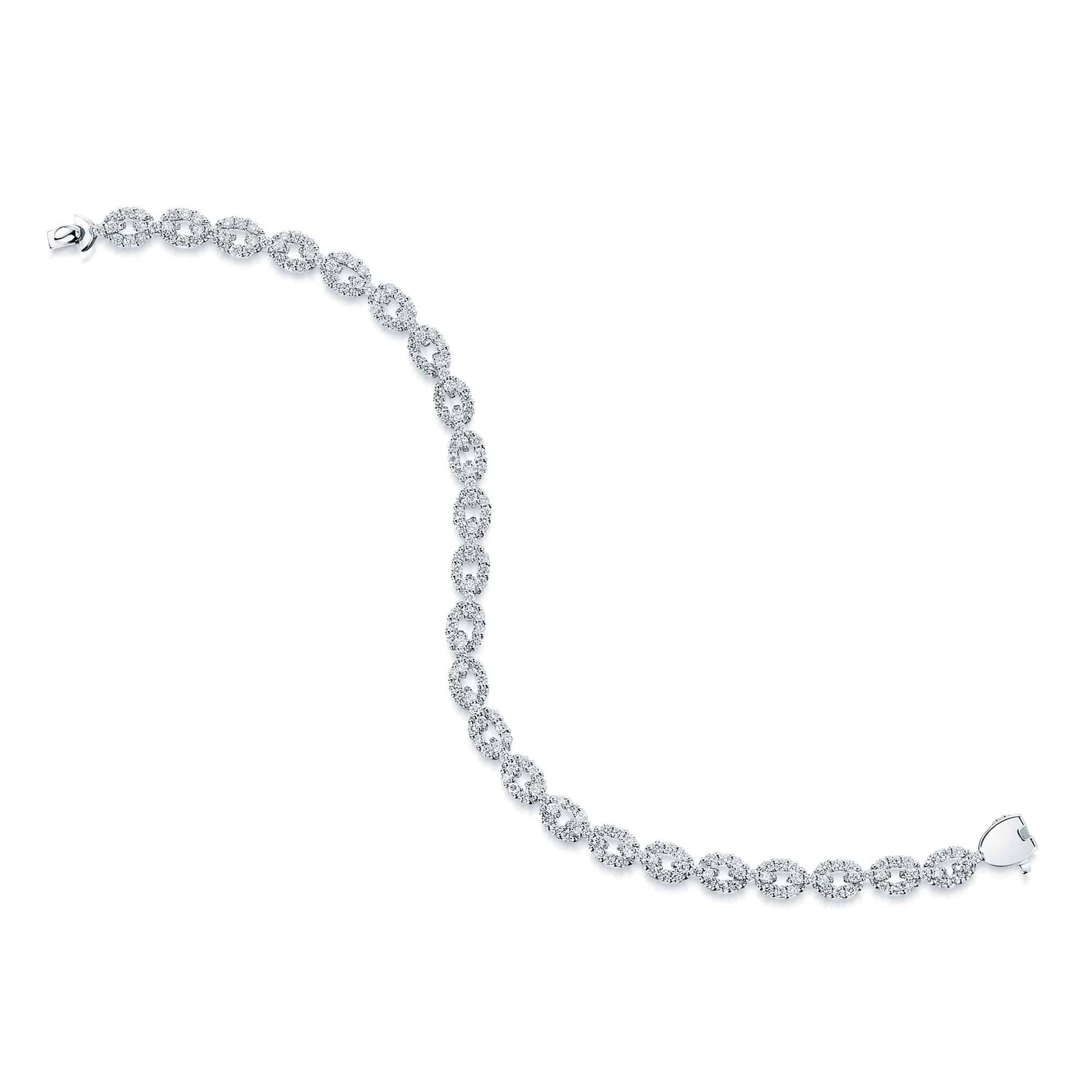 Platinum Link Design Diamond Set Bracelet - Image 4