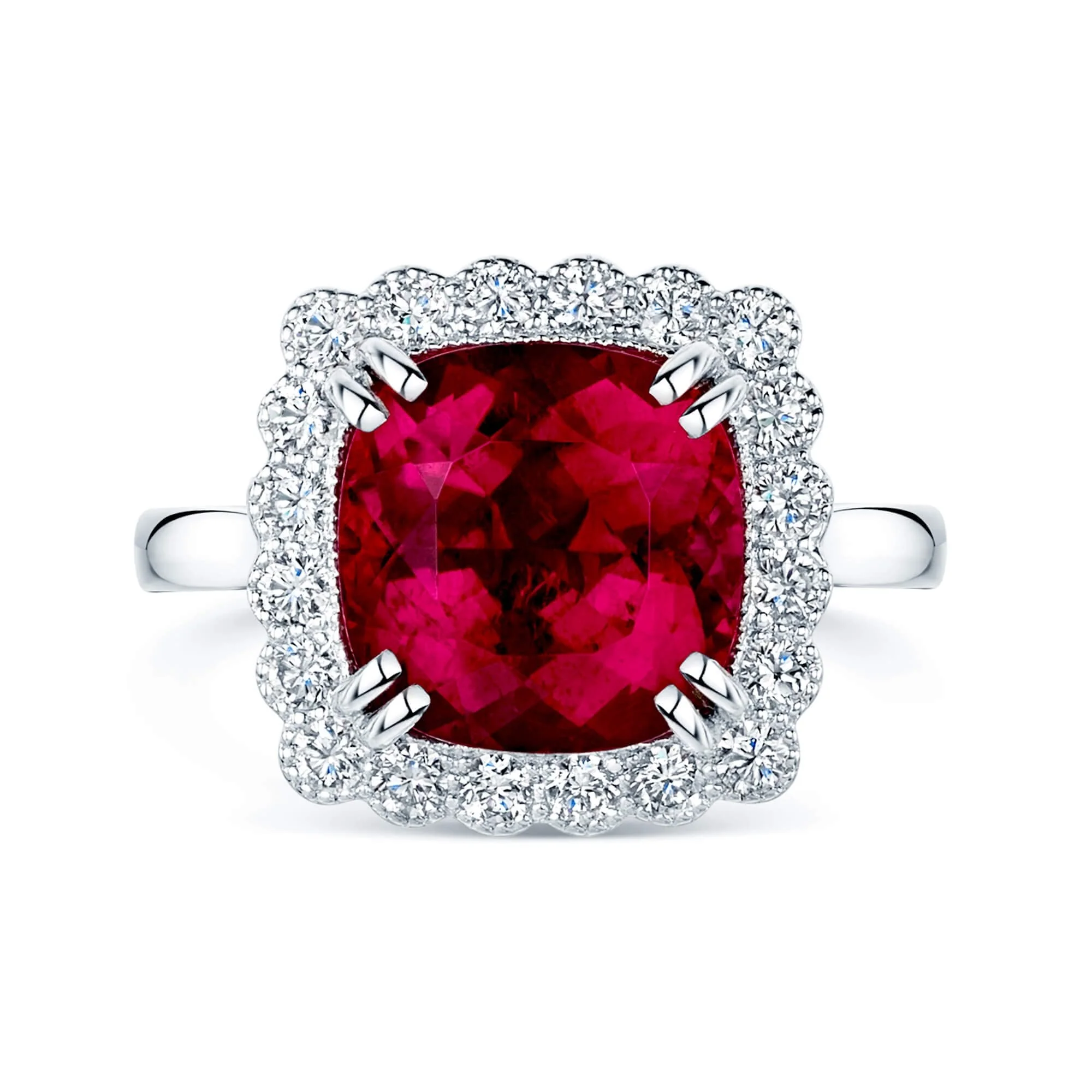 Platinum Rubellite Ring In A Diamond Halo Setting Ring - Image 5