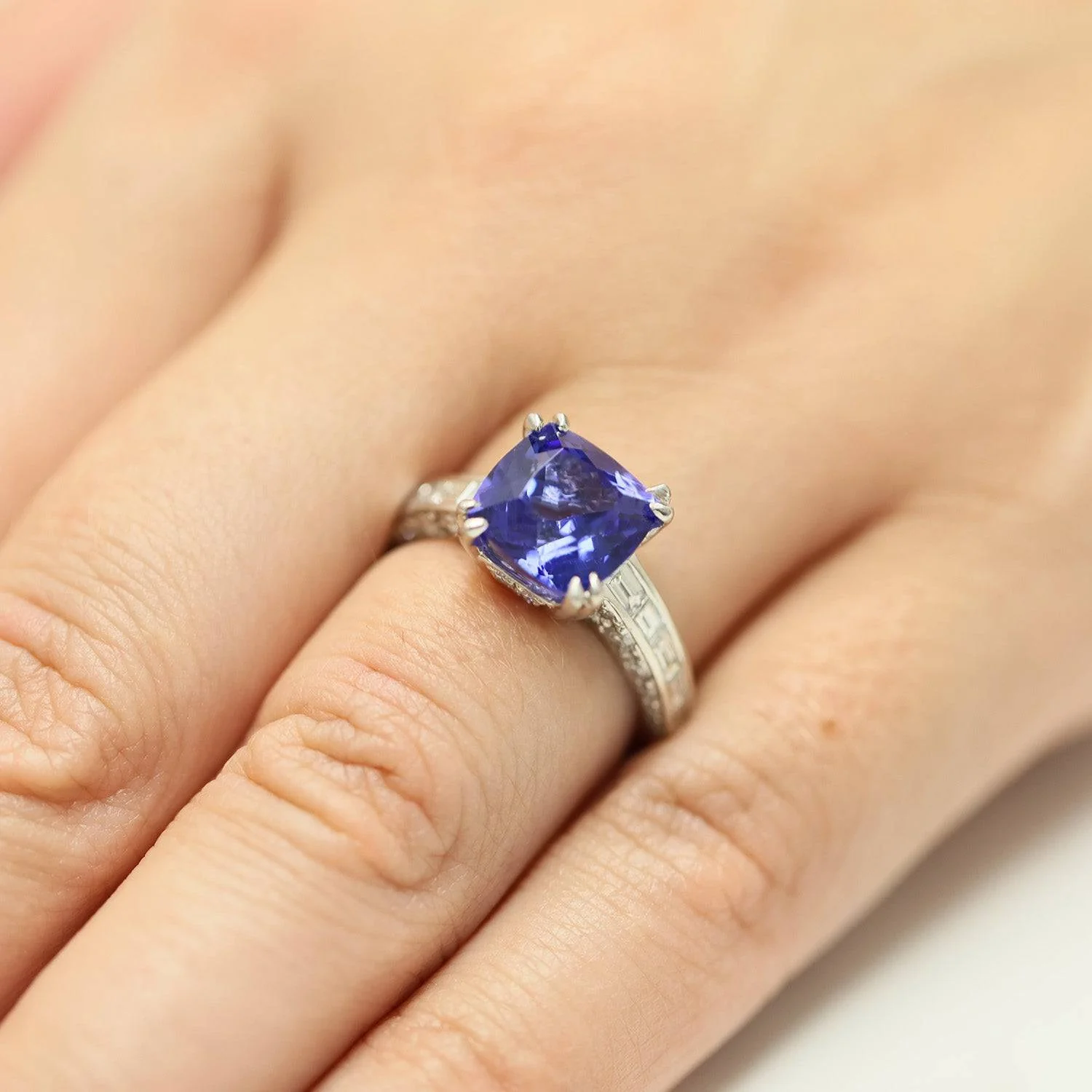 Platinum Tanzanite And Diamond Ring - Image 3