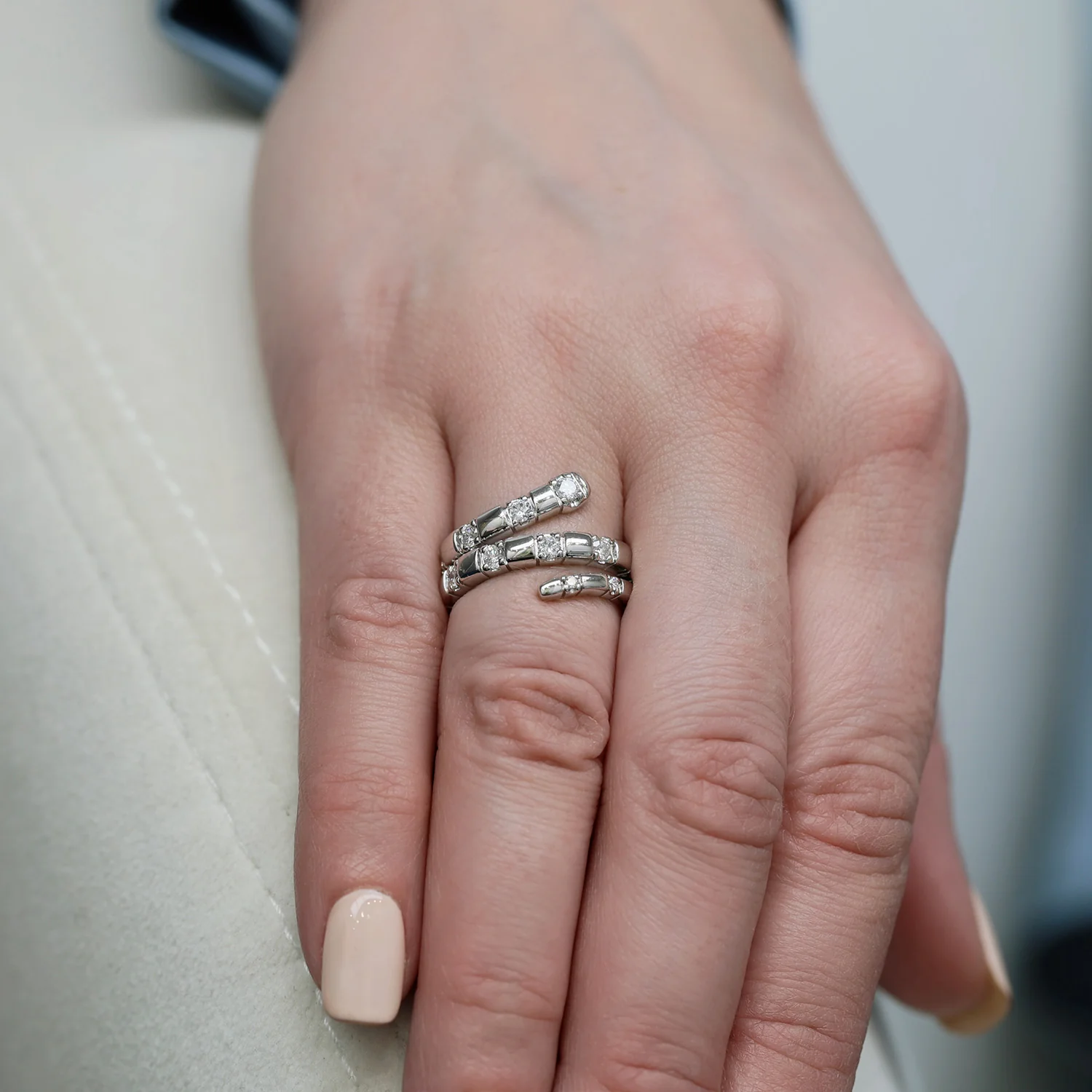 Platinum Two Row Diamond Set Ring - Image 2