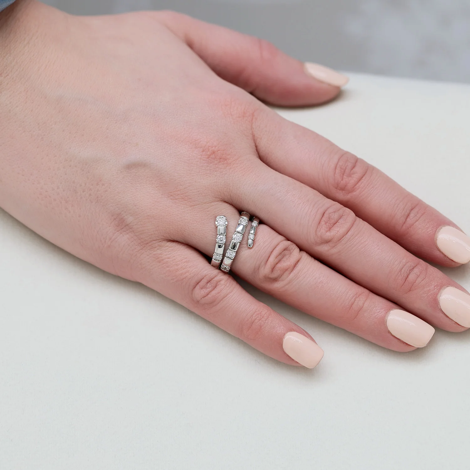 Platinum Two Row Diamond Set Ring - Image 3