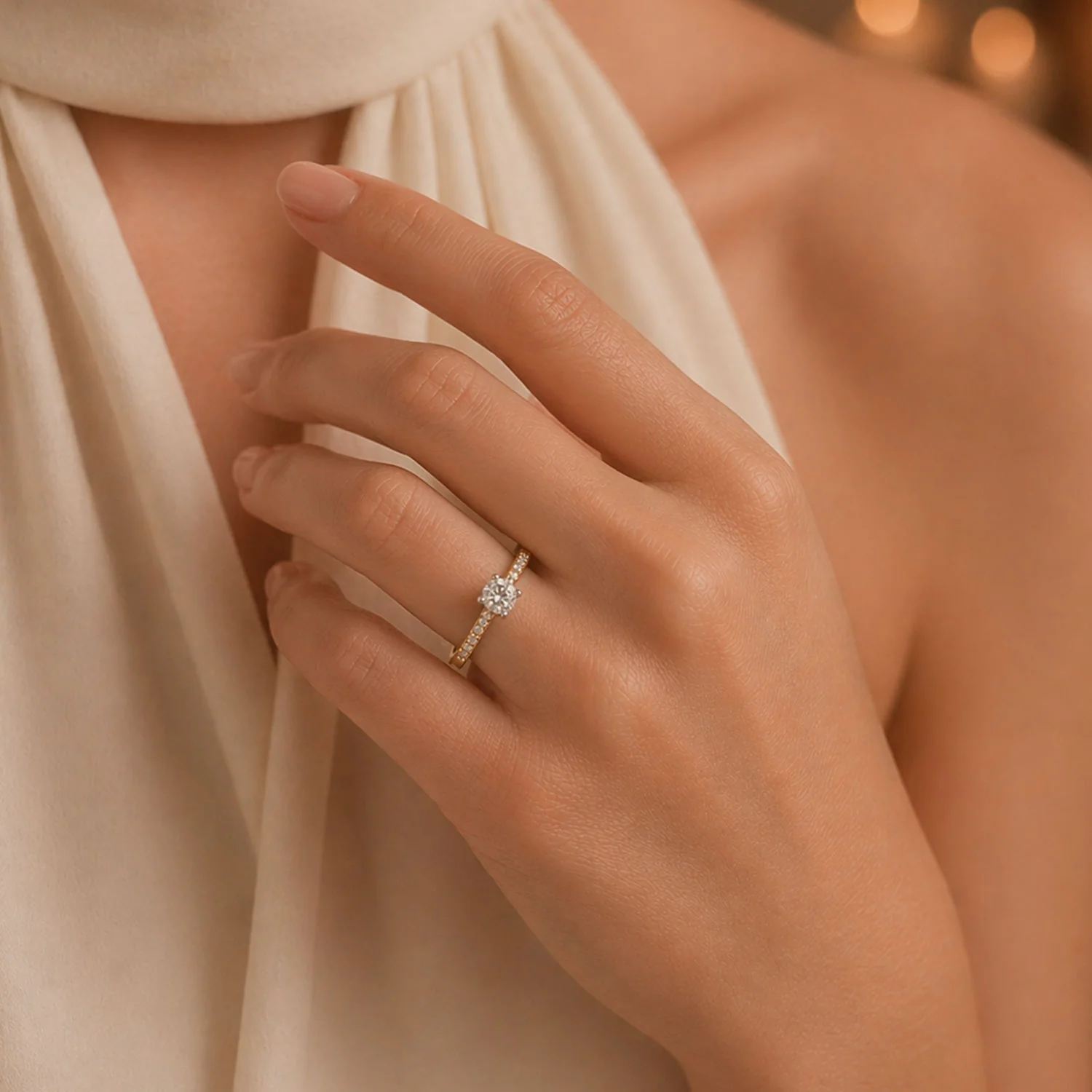 Simply Solitaire Collection 18ct Yellow Gold & Diamond Solitaire Engagement Ring With Diamond Shoulders GIA Certified 0.50 Carat - Image 2