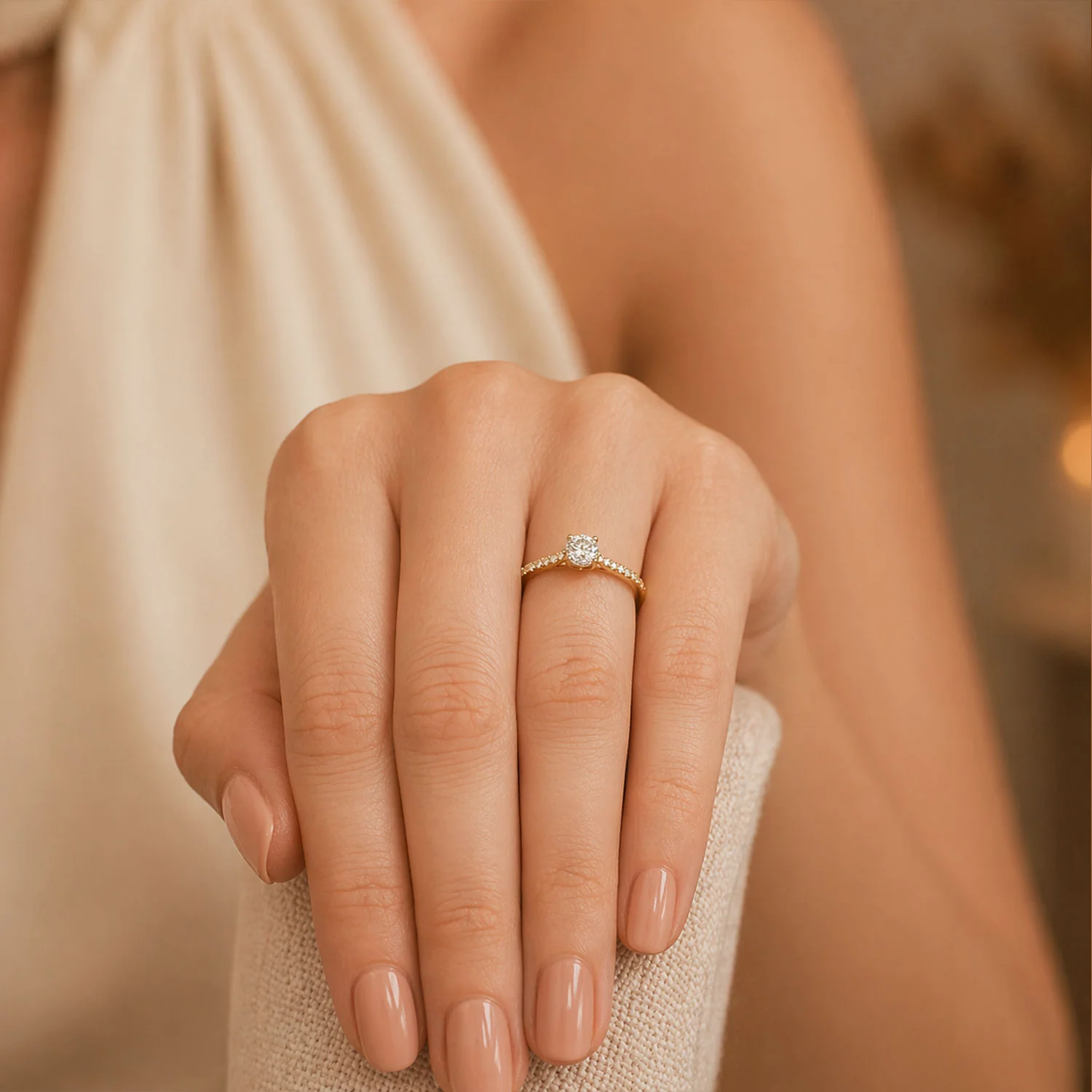 Simply Solitaire Collection 18ct Yellow Gold & Diamond Solitaire Engagement Ring With Diamond Shoulders GIA Certified 0.50 Carat - Image 3
