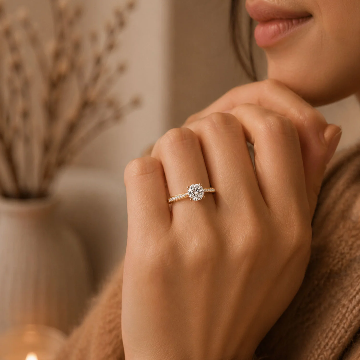 Simply Solitaire Collection 18ct Yellow Gold Diamond Solitaire Engagement Ring With Diamond Shoulders GIA Certified 1.00 Carat - Image 2