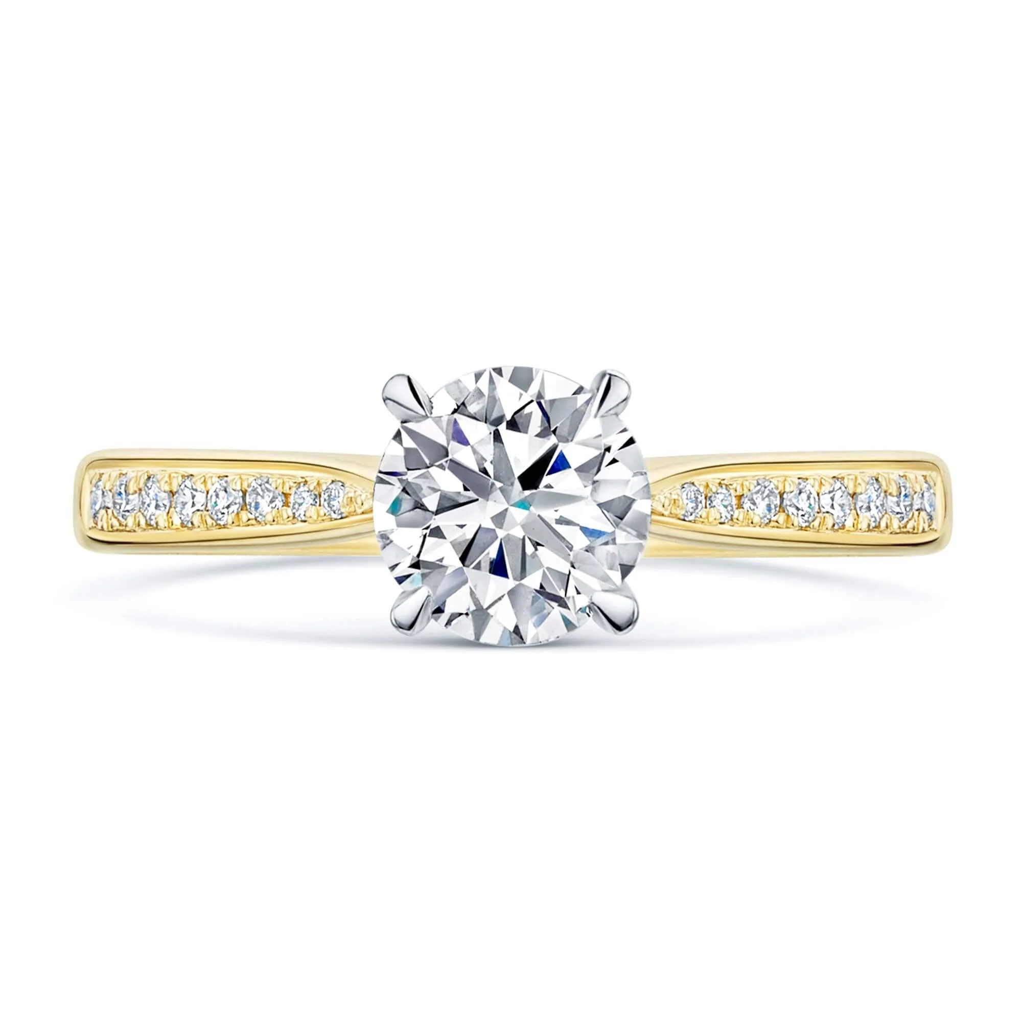 Simply Solitaire Collection 18ct Yellow Gold Diamond Solitaire Engagement Ring With Diamond Shoulders GIA Certified 1.00 Carat - Image 3