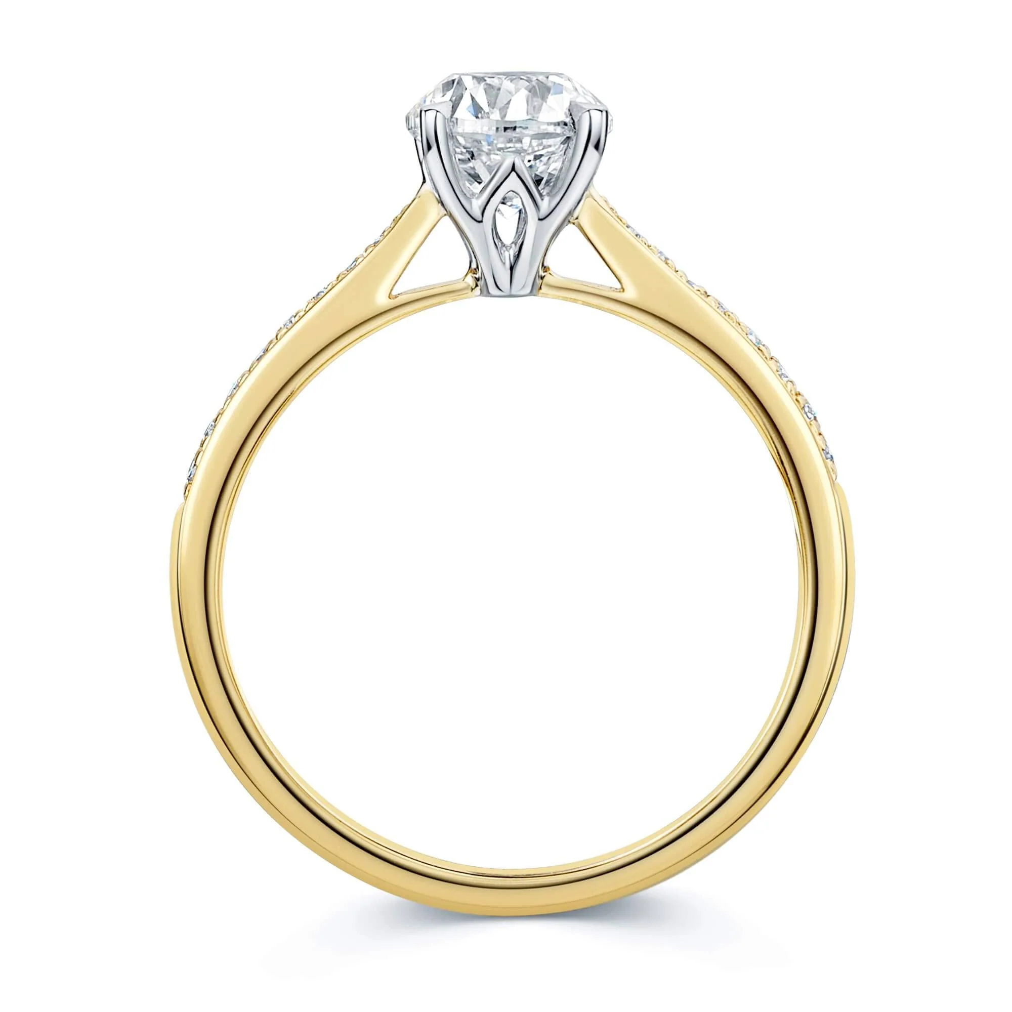 Simply Solitaire Collection 18ct Yellow Gold Diamond Solitaire Engagement Ring With Diamond Shoulders GIA Certified 1.00 Carat - Image 4