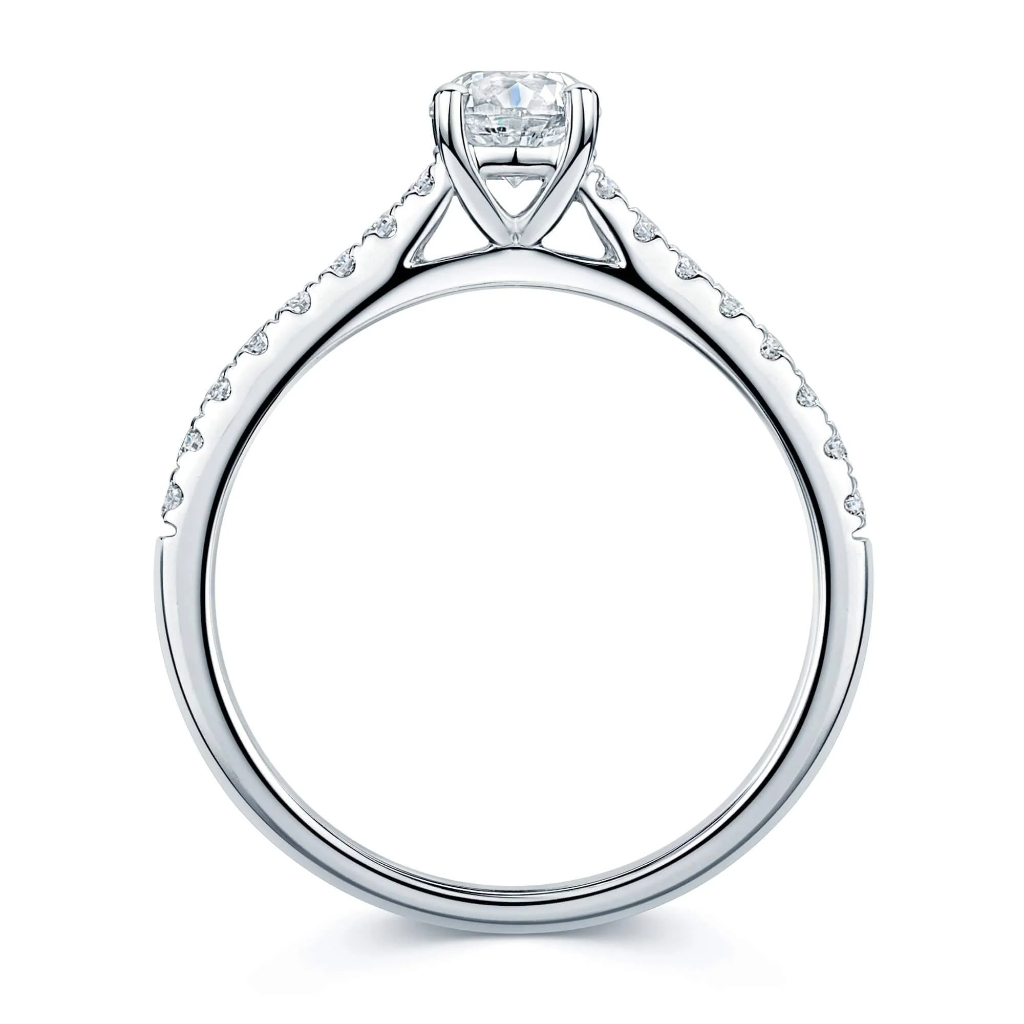 Simply Solitaire Collection Platinum Set Diamond Solitaire Engagement Ring With Diamond Shoulders GIA Certified 0.50 Carat - Image 4